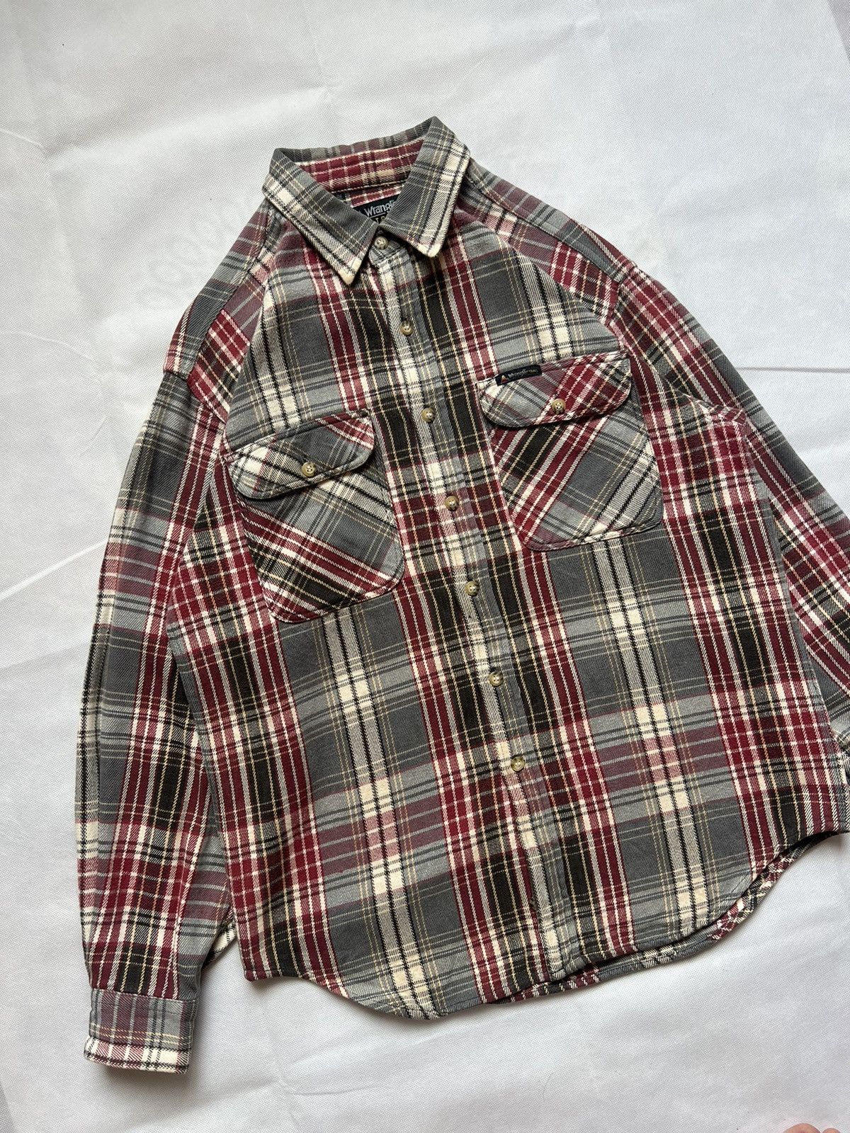 Flannel Vintage Wrangler Trail Plaid Red Checkered Flannel Shirt Size US M / EU 48-50 / 2 - 2 Thumbnail