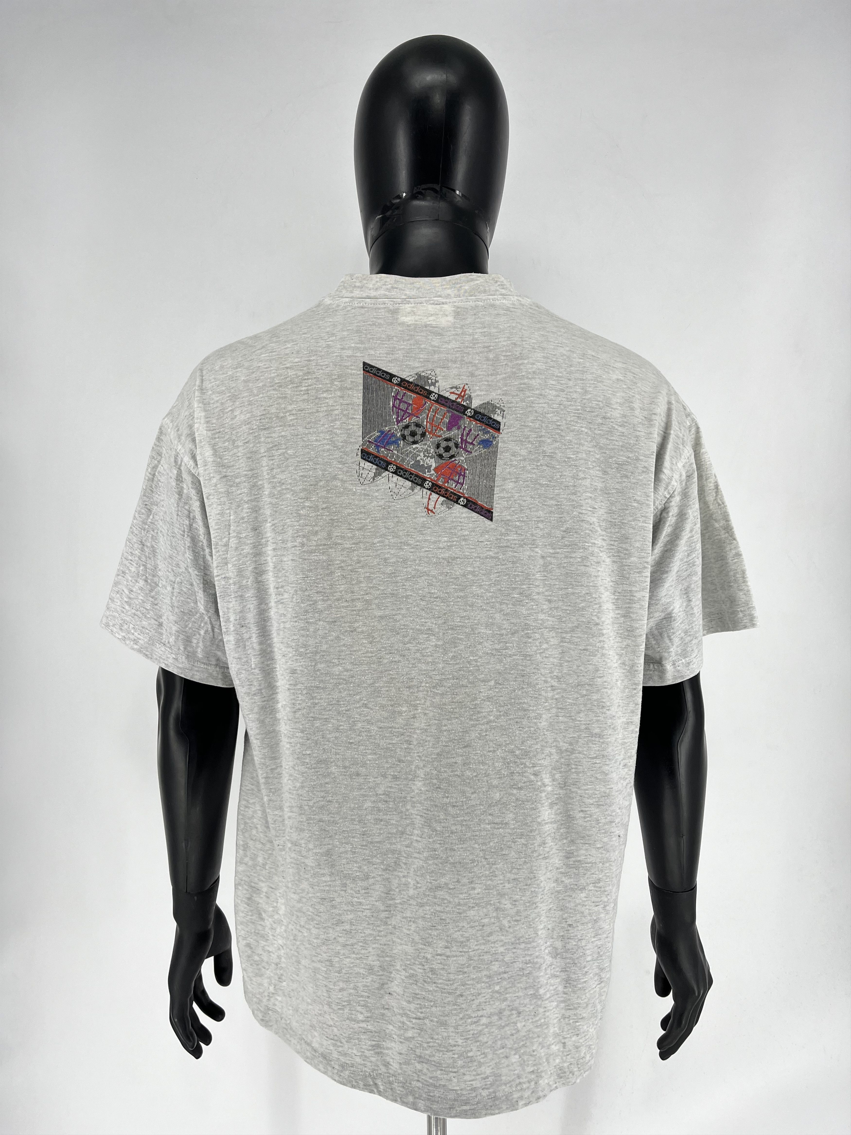 Adidas × Vintage Adidas Grau Grafik T-Shirt Silver Tag Banner Tag 80s Size US XL / EU 56 / 4 - 9 Thumbnail