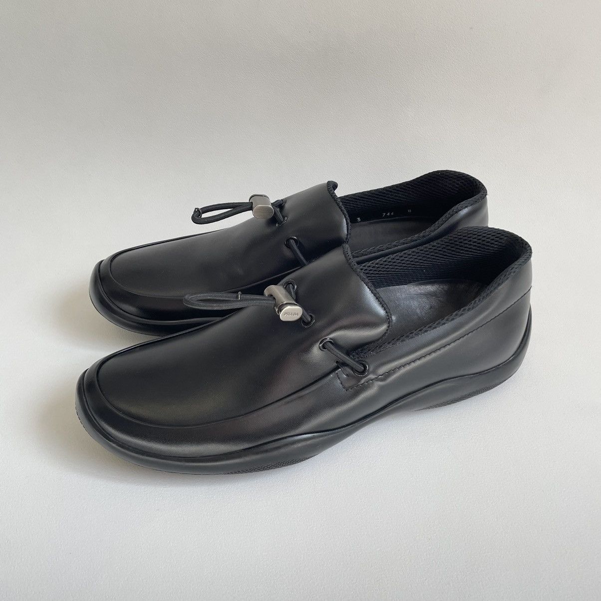 Prada Black Leather ‘Bunjee Cord’ Loafers Size US 9 / EU 42 - 2 Thumbnail