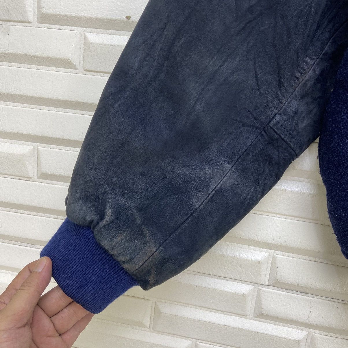 Japanese Brand Vintage 80s Papas Sport 35 Big Logo Sheepskin Sleeve Varsity Size US L / EU 52-54 / 3 - 11 Thumbnail