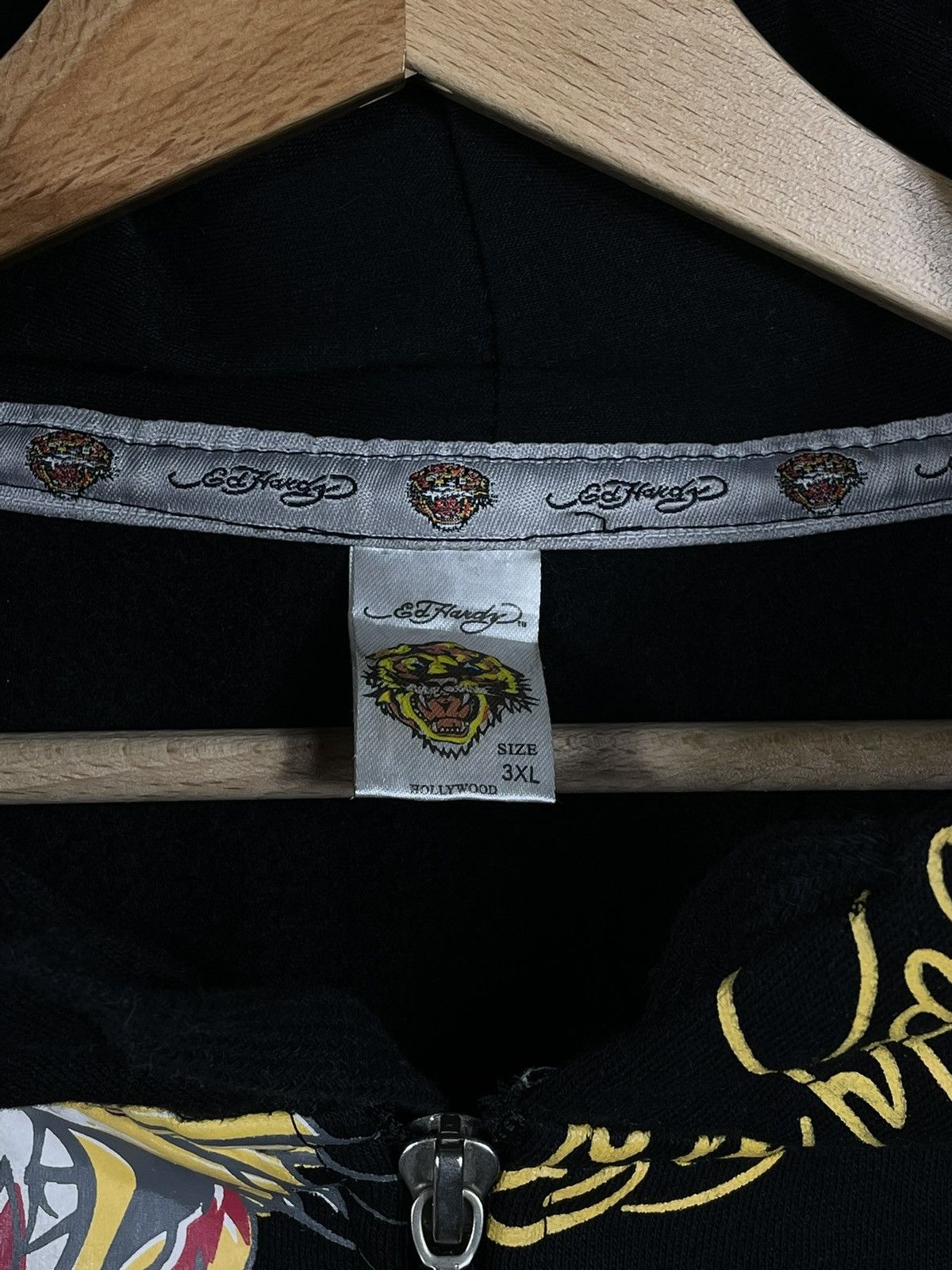 Christian Audigier × Ed Hardy × Vintage Ed Hardy Retro 00s Hoodie Cyber Affliction Grunge Hiphop Rap Size 3XL / US 20-22 - 4 Thumbnail
