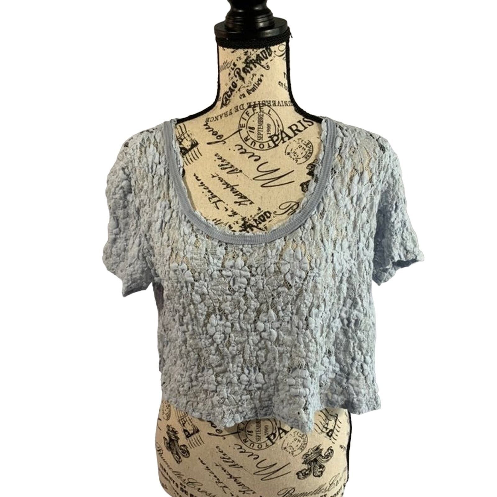 Free People Free people Women's Size Small Crop Top StarLight Blue Lace Size S / US 4 / IT 40 - 1 Thumbnail
