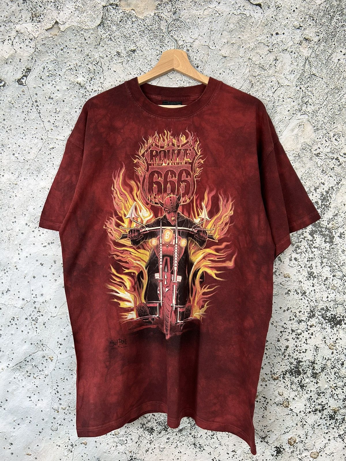 Band Tees × Vintage Vintage Route 666 Horror Graphic Tee Motorcycle 90s Size US L / EU 52-54 / 3 - 1 Thumbnail