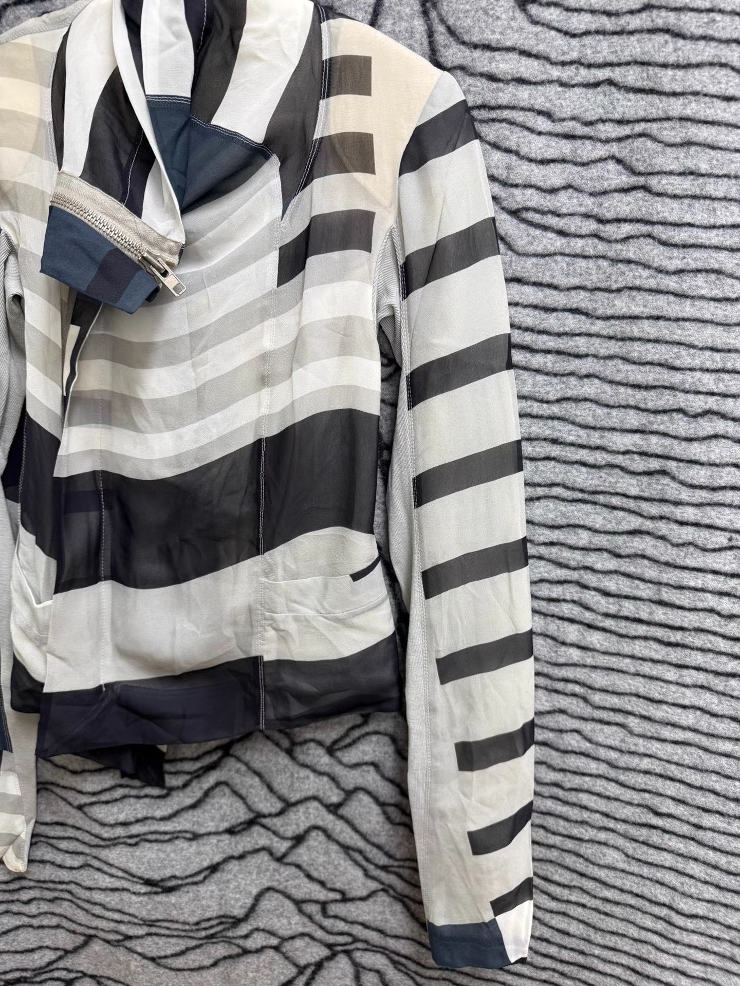 Rick Owens Rick Owens Mesh Stripe Biker Jacket K20 Size XS / US 0-2 / IT 36-38 - 3 Thumbnail