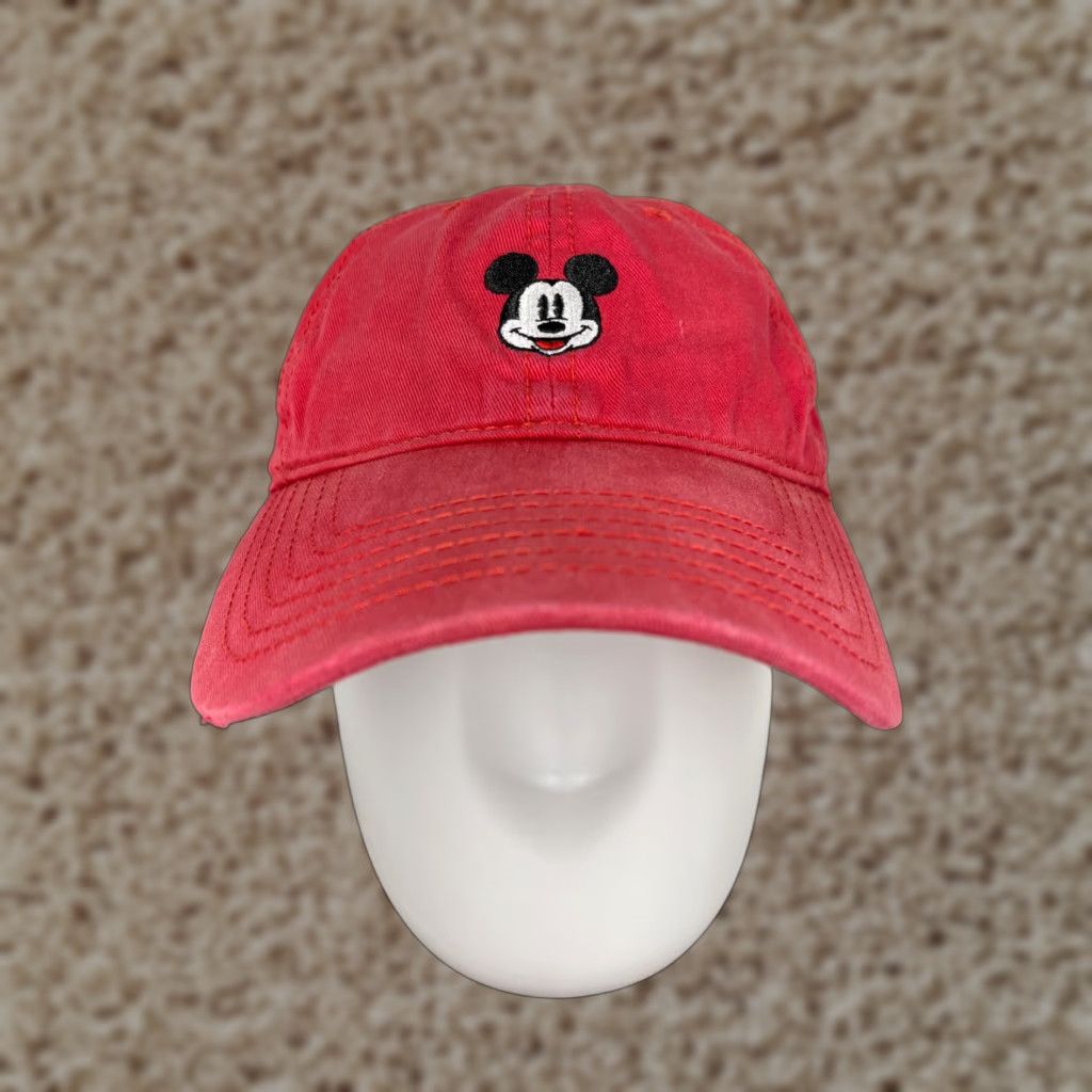 Disney Disney Mickey Mouse Hat Cap Strap Back One Size Red Cotton Twill Baseball Cap Disney Parks Authentic Adult Unisex Accessories Mens Womens Boys Girls Size ONE SIZE - 1 Thumbnail