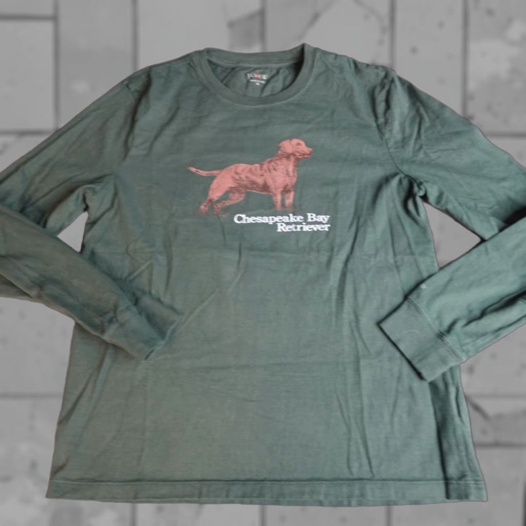 J.Crew J.Crew Mens Shirt M Green Chesapeake Retriever Double-Sided Made in USA T-Shirt Long Sleeve Crew Neck Athletic Regular Size Type Cotton Logo Modern Size US M / EU 48-50 / 2 - 1 Thumbnail
