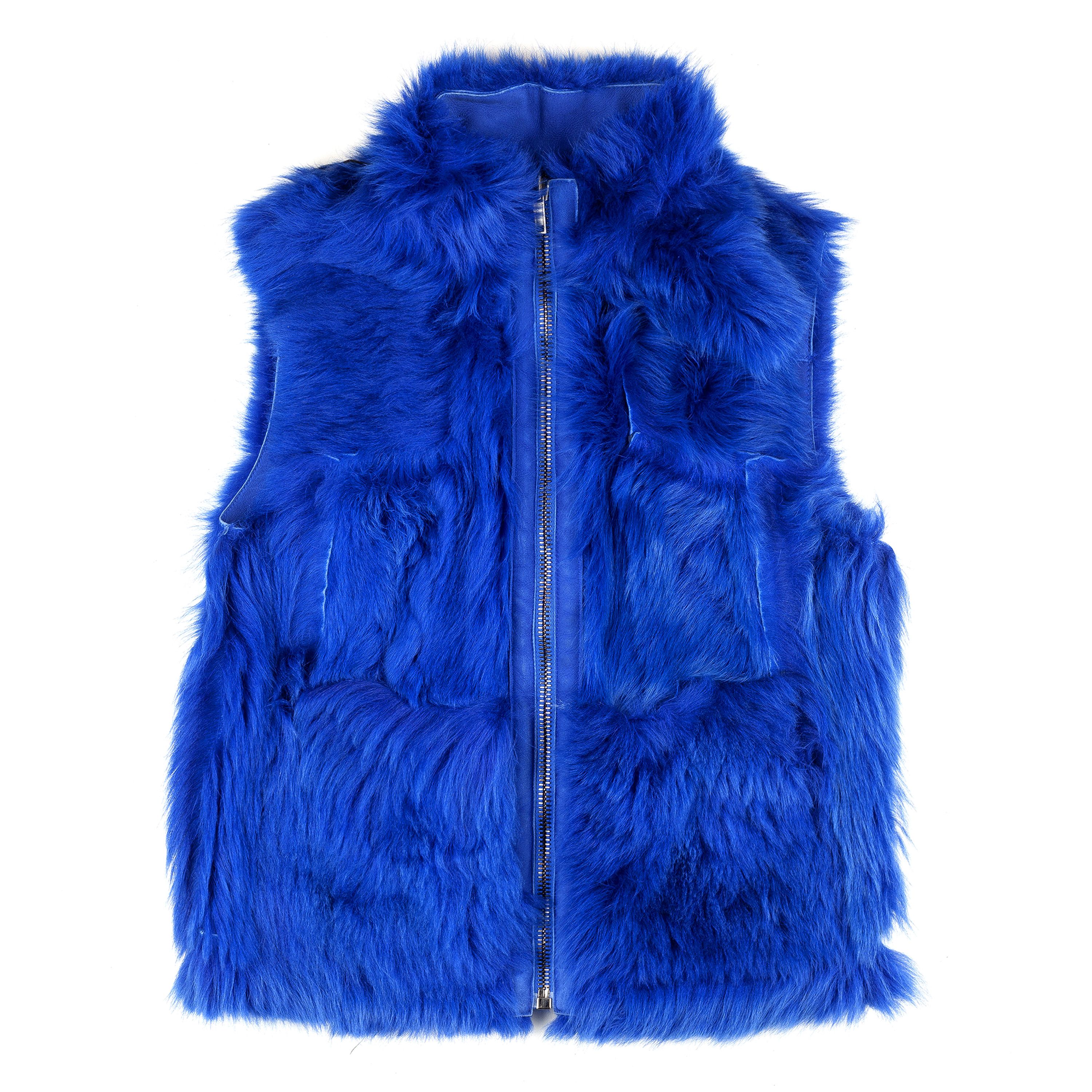 Dirk Bikkembergs Dirk Bikkembergs Reversible Blue Fur Vest (S) Size US S / EU 44-46 / 1 - 1 Thumbnail