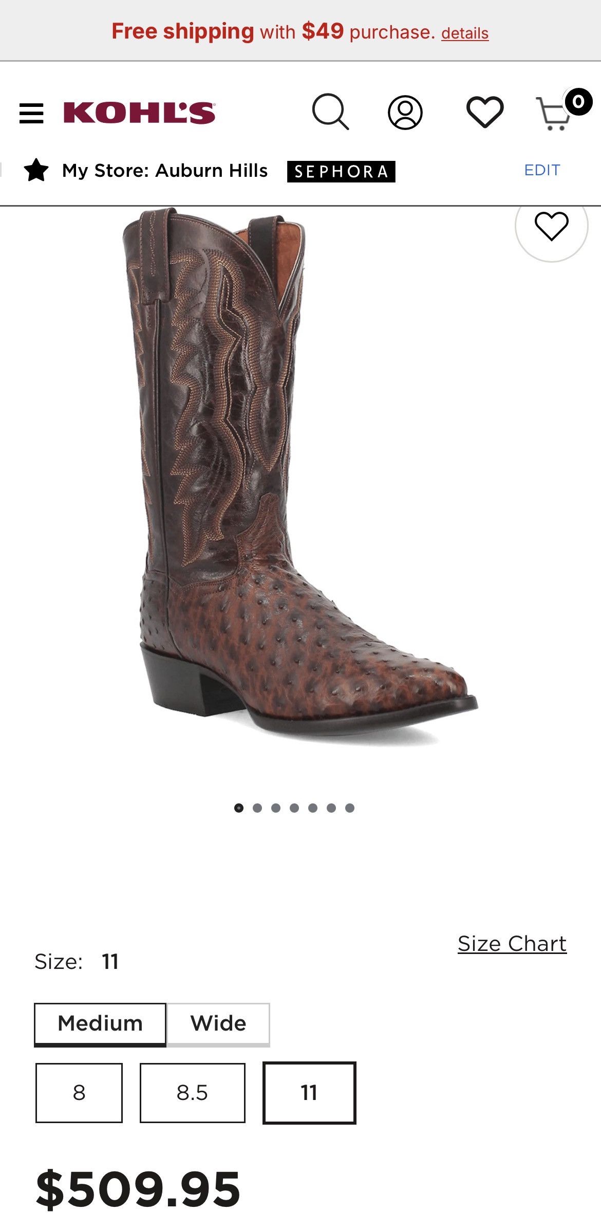 Dan Post Dan Post Pershing Men's Full Quill Ostrich Western Boots Size US 11.5 / EU 44-45 - 1 Thumbnail