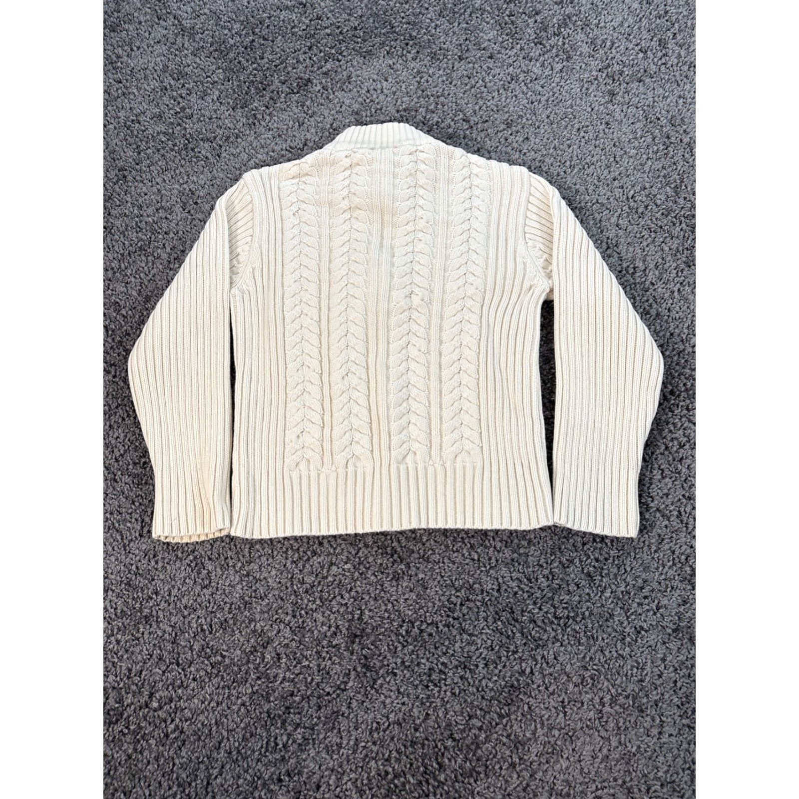 Talbots VINTAGE Talbots Cardigan Sweater Womens Petite Medium Ivory Mock 90s Knit Mock Neck Womens Size M / US 6-8 / IT 42-44 - 6 Thumbnail