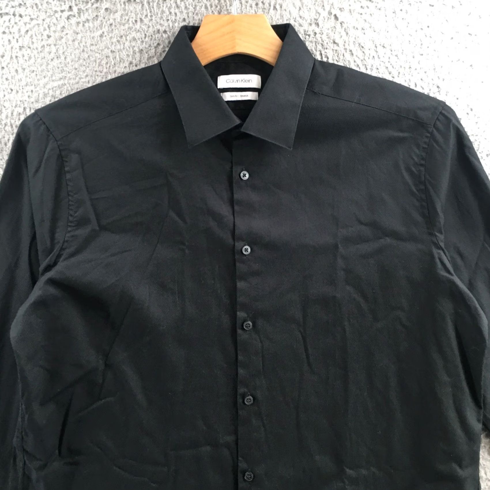 Calvin Klein Calvin Klein Shirt Mens 17 34/35 Black Cotton Slim Fit Button Up Longsleeve Size US XL / EU 56 / 4 - 2 Thumbnail