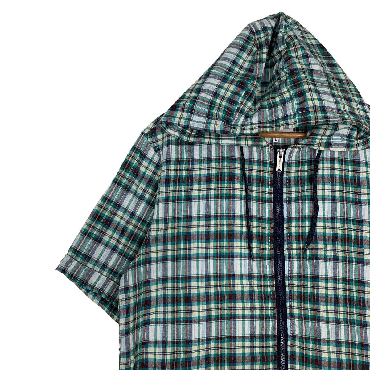 Converse CONVERSE GREEN CHECKED SHORT SLEEVE HOODIES JACKET #0196-C10 Size US L / EU 52-54 / 3 - 7 Thumbnail