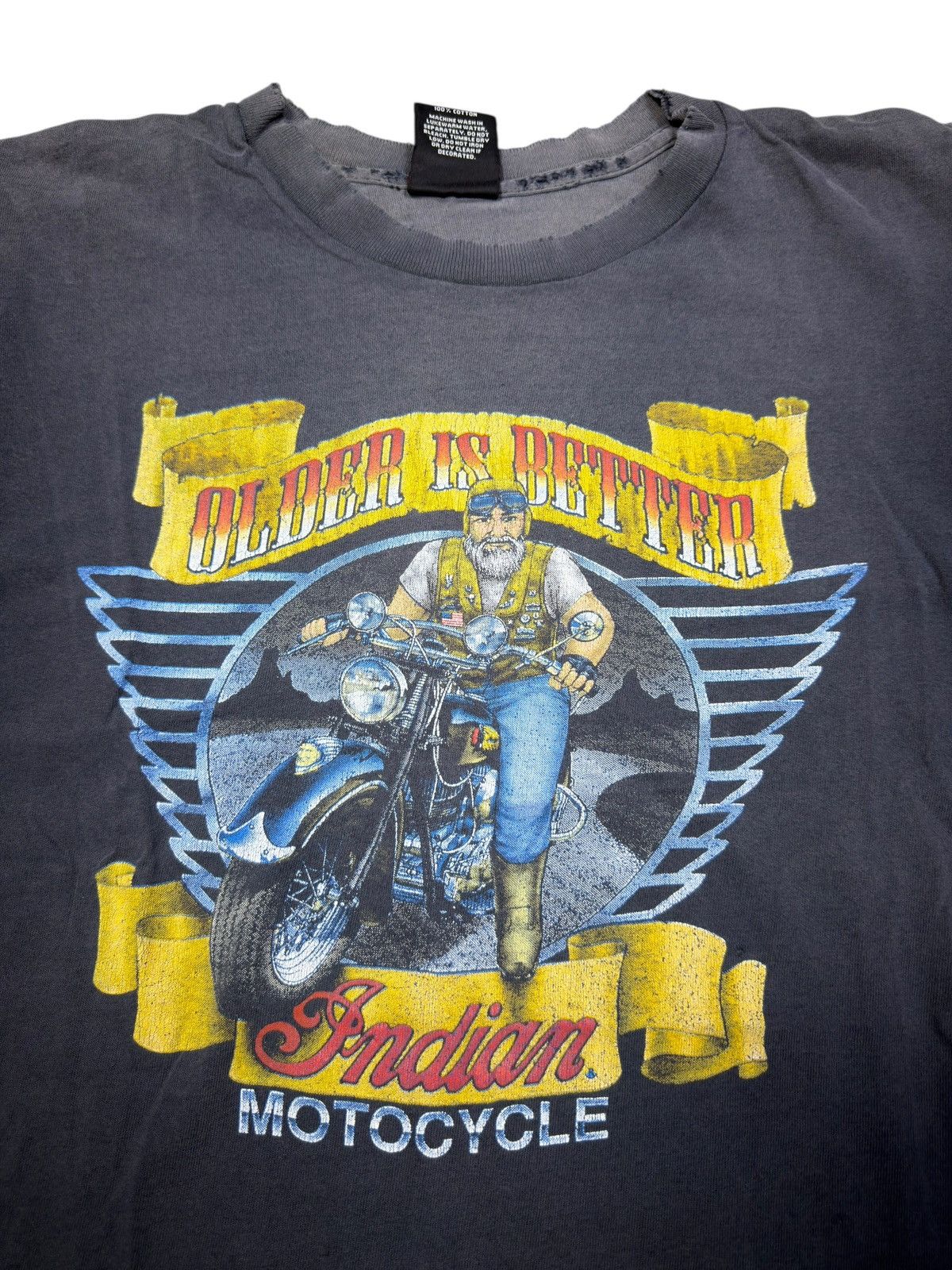 Indian Motorcycle *RARE* VINTAGE INDIAN MOTORCYLE BIKER SUPER FADED USA TEE Size US M / EU 48-50 / 2 - 2 Thumbnail