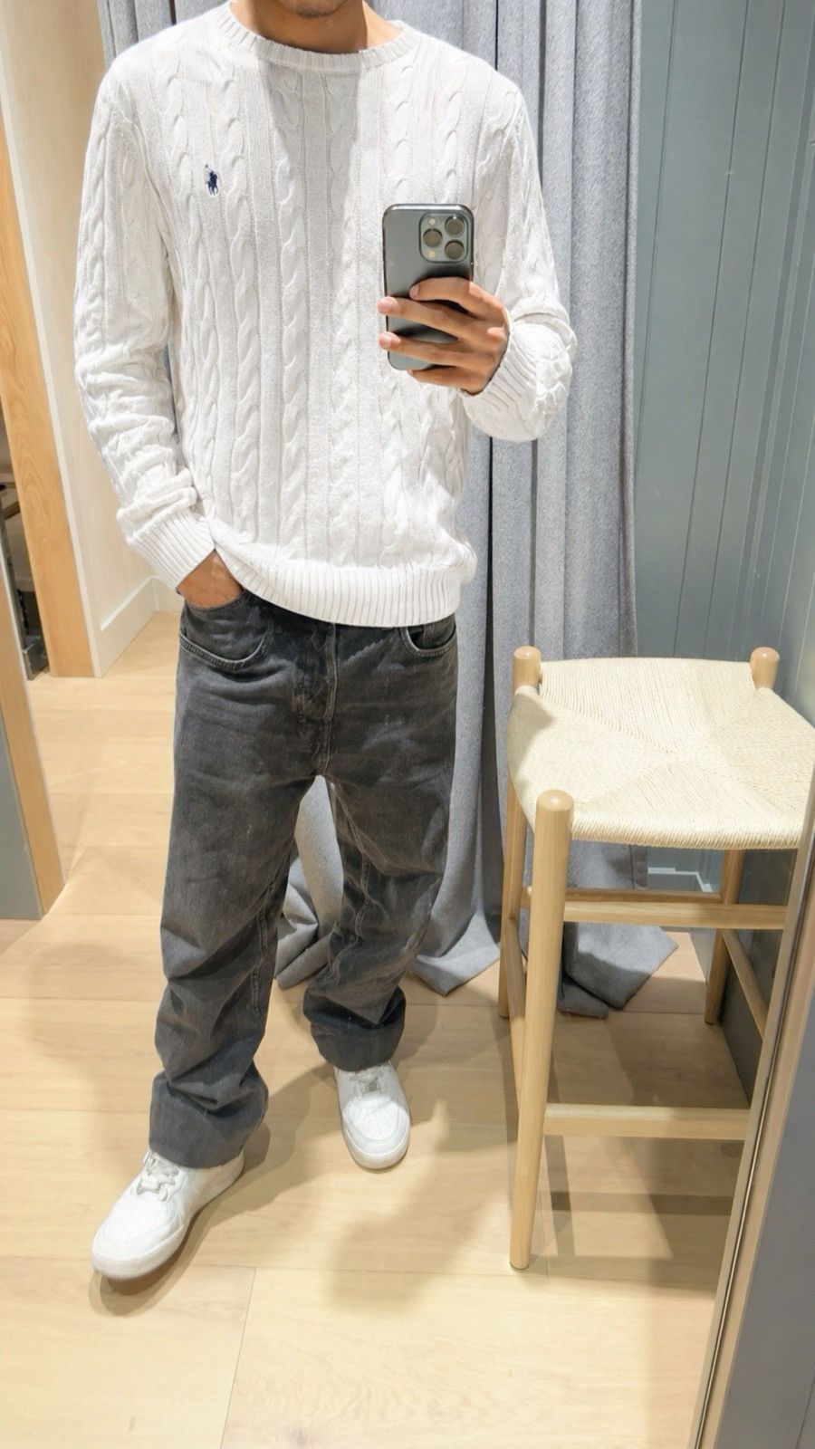 Ralph Lauren Klassischer weißer Cable Knit Sweater– Größe L – Top Zustand Size US L / EU 52-54 / 3 - 1 Thumbnail
