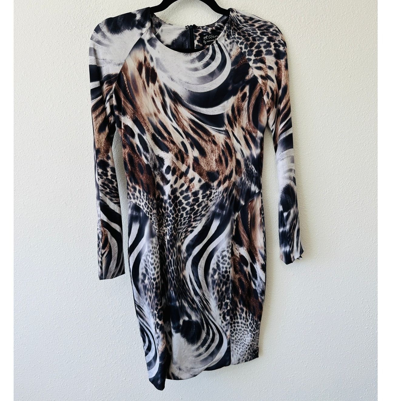 Other Torn by Ronny Kobo Black Multi Animal Print Bodycon Dress S Size S / US 4 / IT 40 - 2 Thumbnail