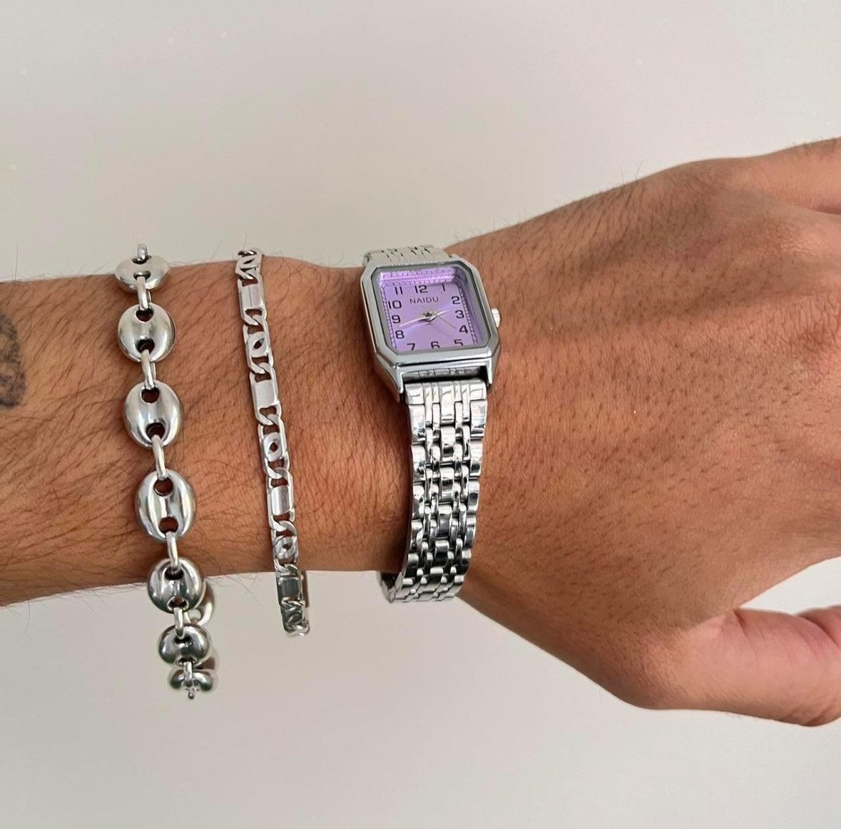 Other cute purple face rectangle stainless steel quartz watch Size ONE SIZE - 3 Thumbnail