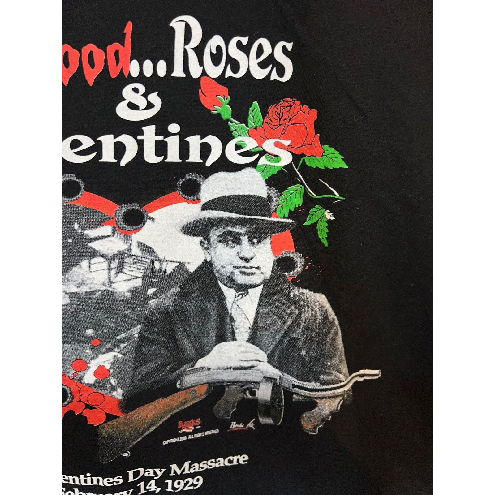 Gildan Vintage Al Capone Shirt Blood Roses & Valentines Tee Large Size US L / EU 52-54 / 3 - 7 Thumbnail