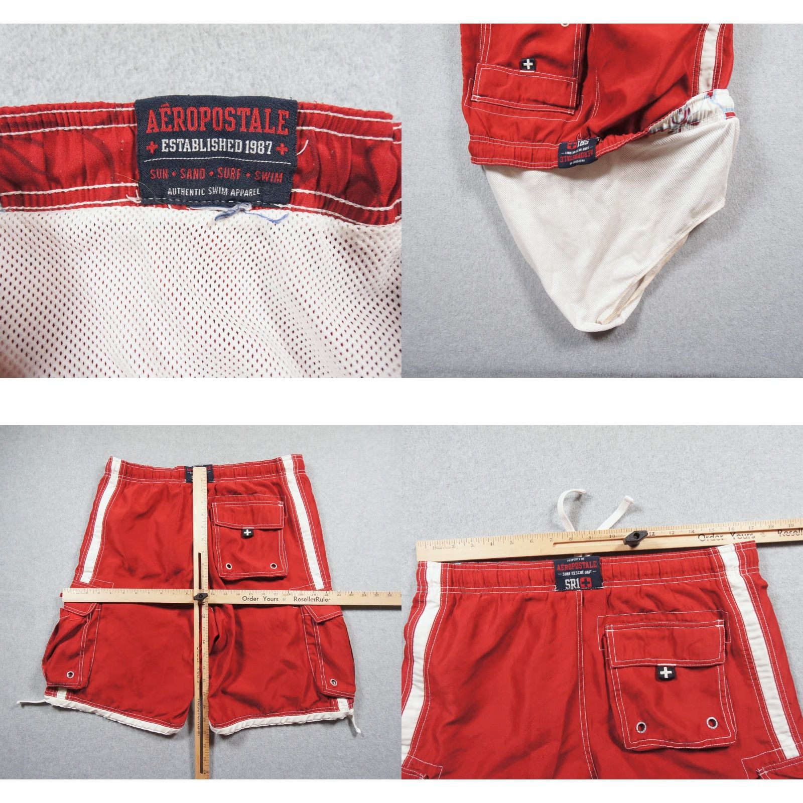 Vintage VINTAGE Aeropostale Shorts Mens 34 Red Boardshorts Swim Cargo Pockets Y2K Adult Mens Size US 34 / EU 50 - 8 Thumbnail