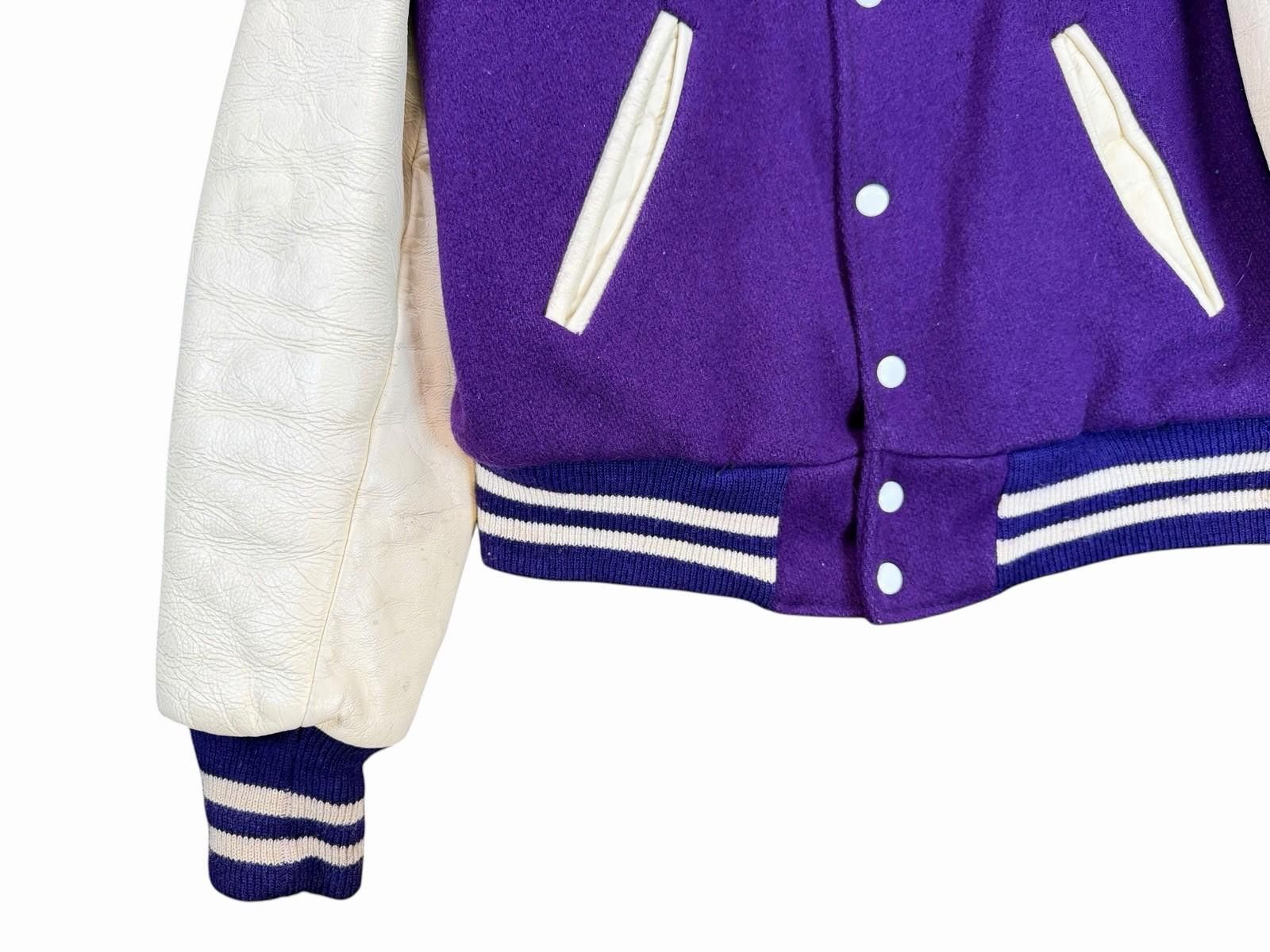 Vintage 1970’s Varsity University Jacket Purple Wool Leather L Size US L / EU 52-54 / 3 - 2 Thumbnail