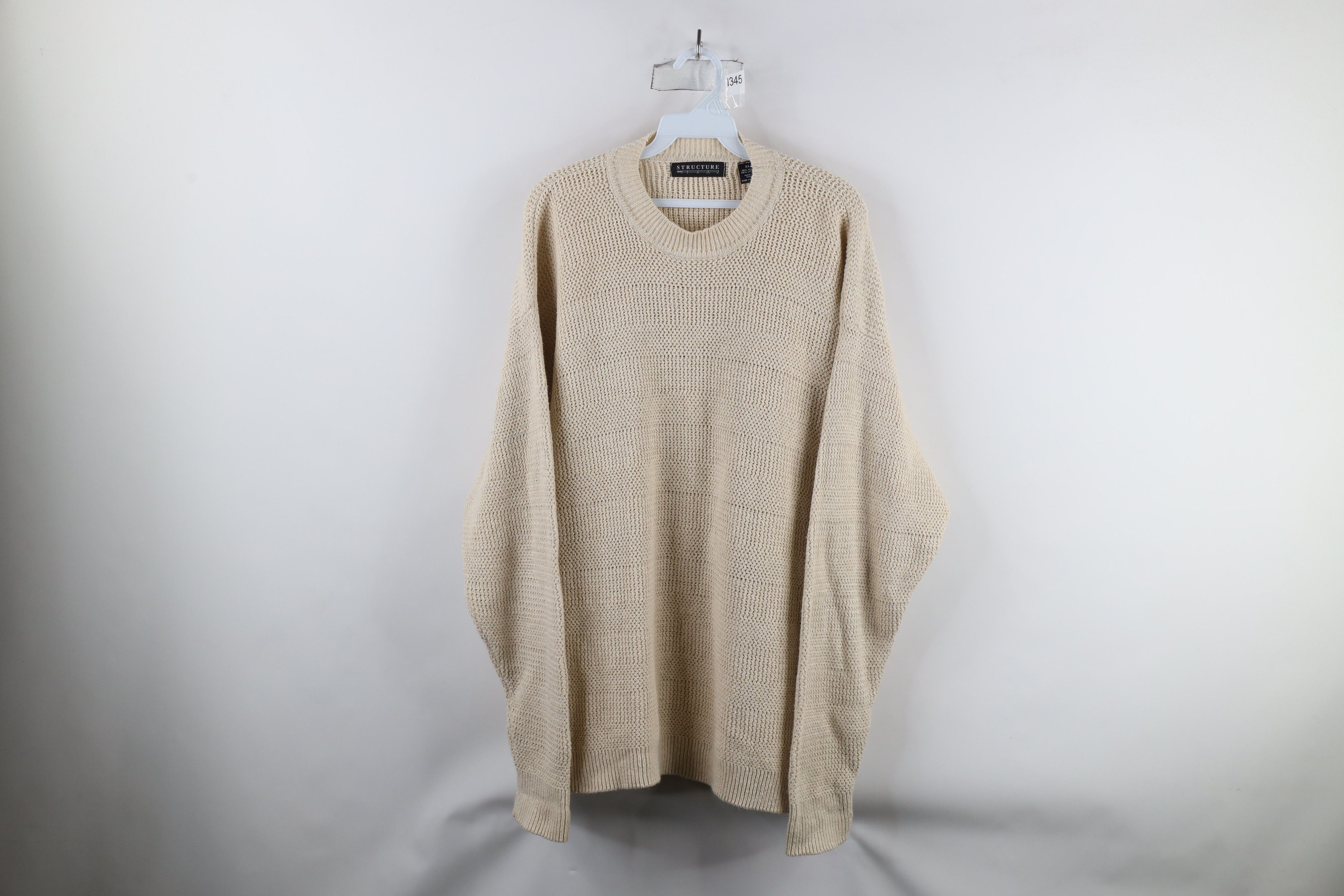 Vintage Vintage 90s Streetwear Blank Wavy Knit Sweater Beige Size US XL / EU 56 / 4 - 1 Thumbnail
