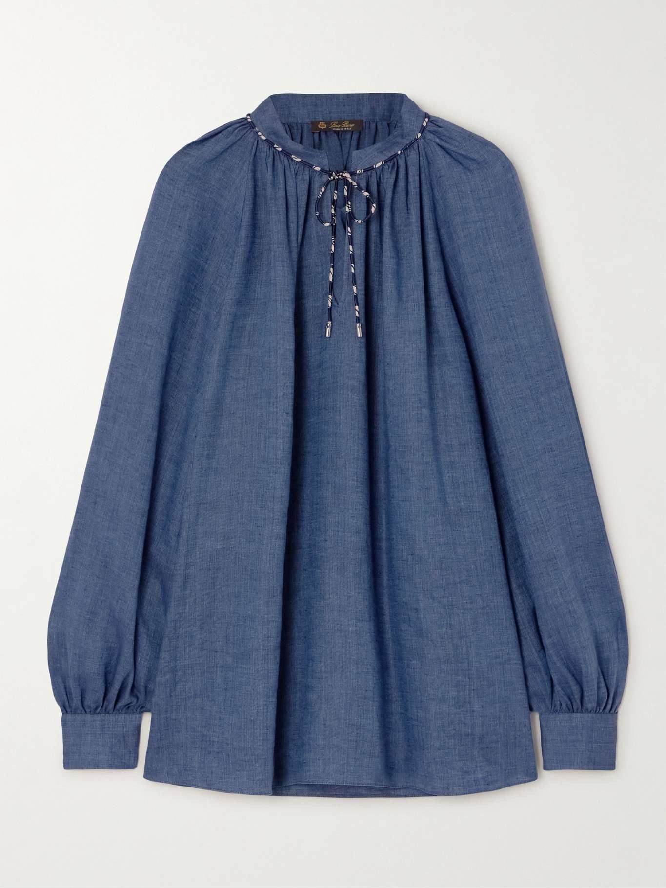 Loro Piana o1srvl11e0725 FAN6557 Molly Linen Shirt in Blue Size M / US 6-8 / IT 42-44 - 1 Thumbnail