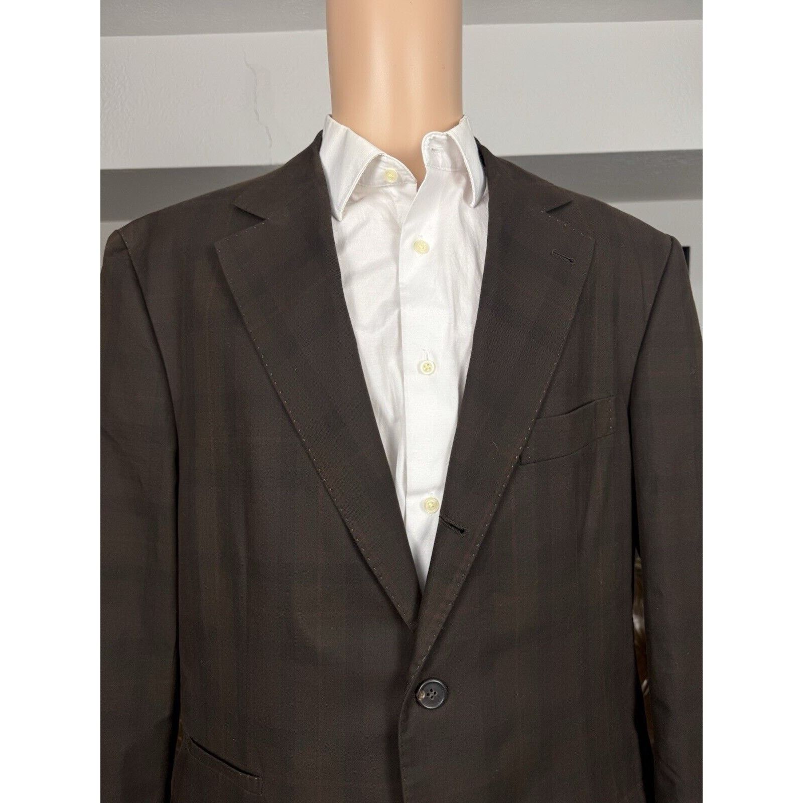 Brunello Cucinelli Brunello Cucinelli Brown Cotton Plaid Blazer 56IT/ 46US Size 46R - 2 Thumbnail