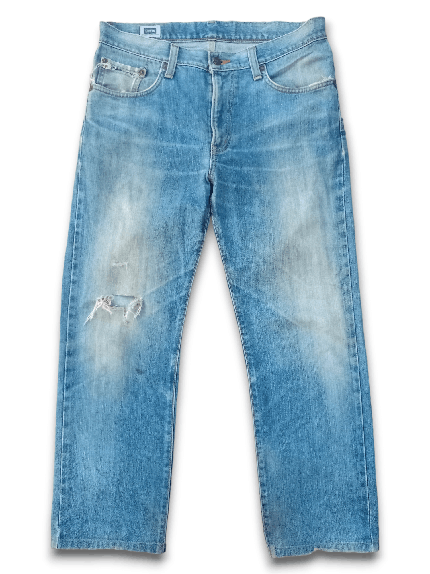 Edwin × Japanese Brand Vintage Edwin Japan Blue Wash Distressed Loose Jeans Size US 32 / EU 48 - 1 Thumbnail