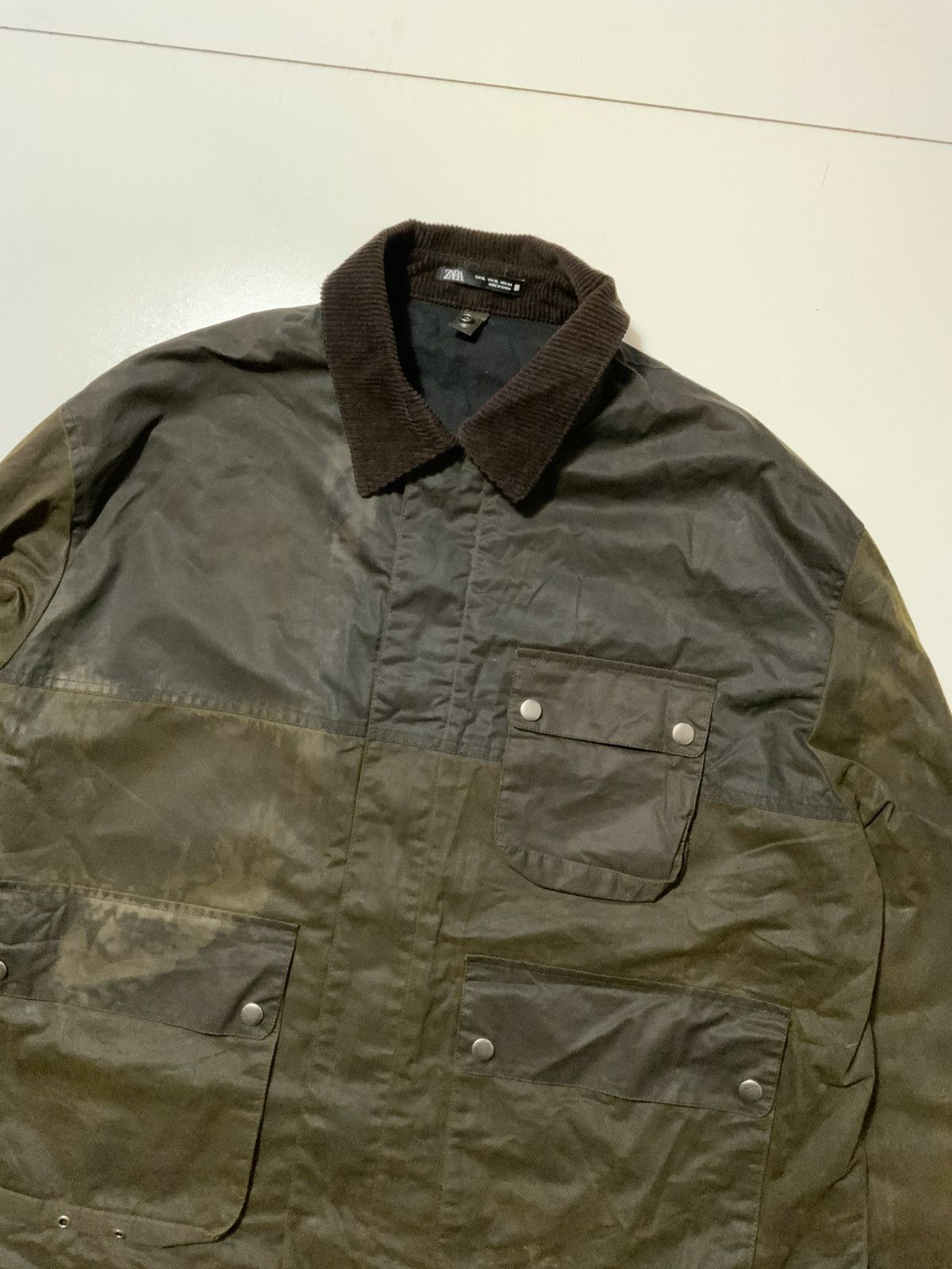 Zara Zara Work Wax Coated Field Corduroy Collar Utility Jacket Size US XL / EU 56 / 4 - 3 Thumbnail