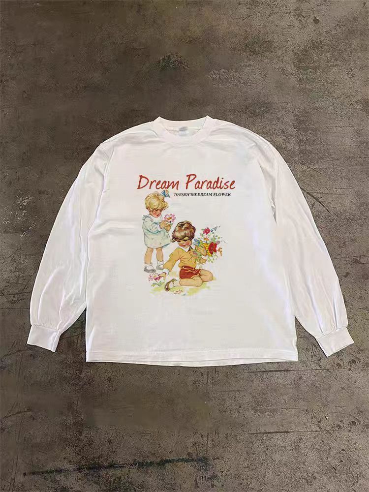 Vintage White washed retro boy print long-sleeved t-shirt Size US M / EU 48-50 / 2 - 1 Thumbnail