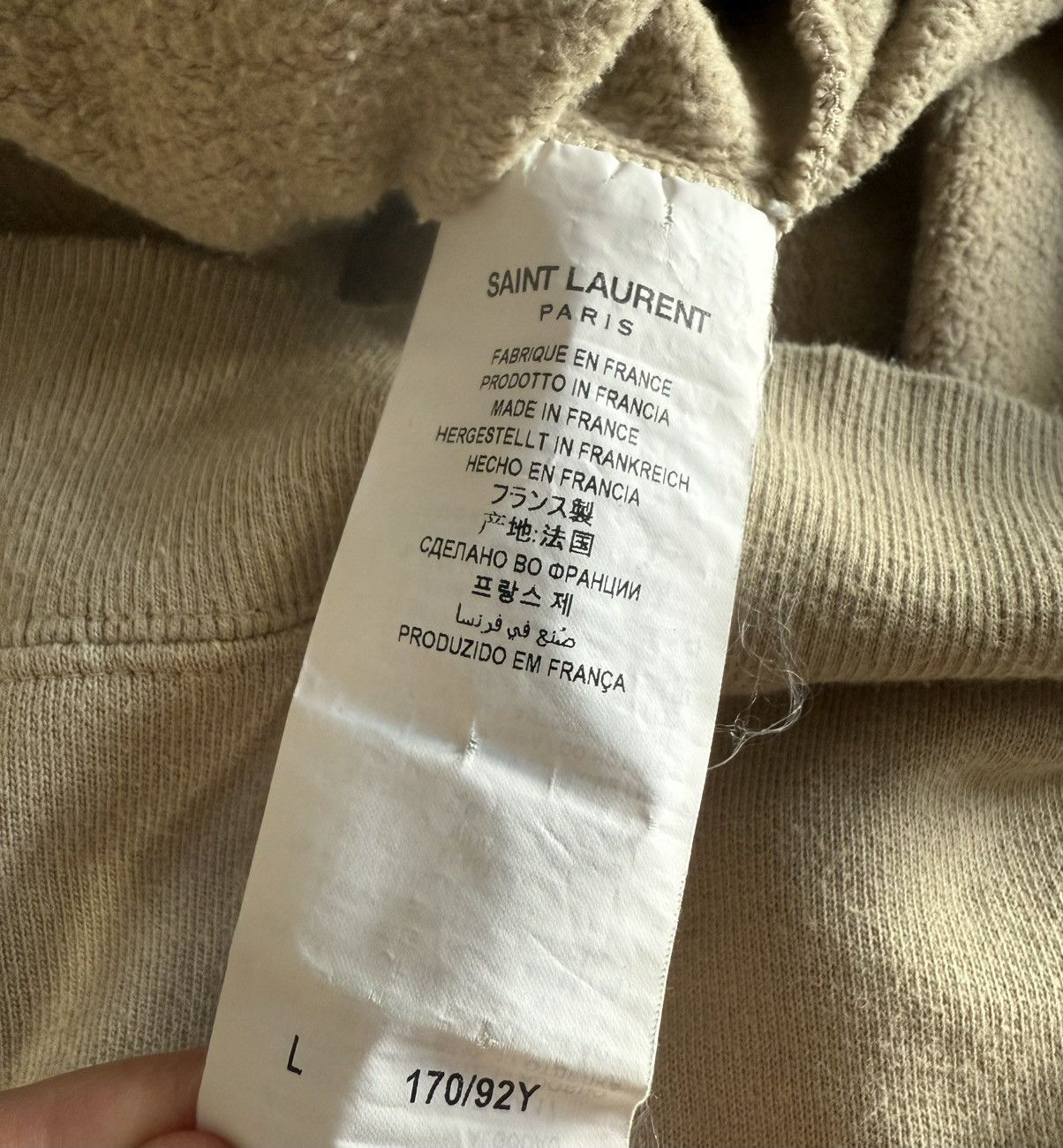 Saint Laurent Paris Saint Laurent Rive Gauche Hoodie Beige Size US L / EU 52-54 / 3 - 9 Thumbnail
