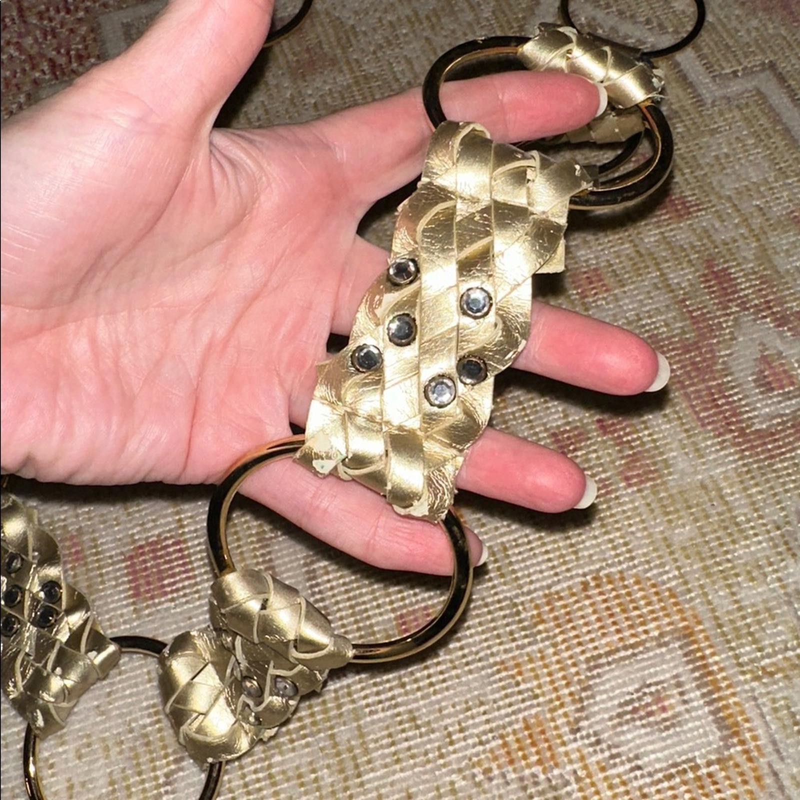 Vintage Vintage Rhinestones Gold Woven Circle Link Belt Y2K 90’s Size ONE SIZE - 3 Thumbnail