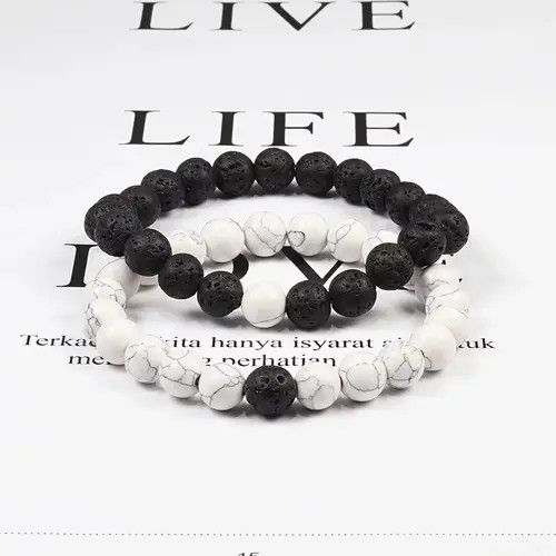 Other Bracelet Couples Natural Lava Stone Size ONE SIZE - 1 Thumbnail