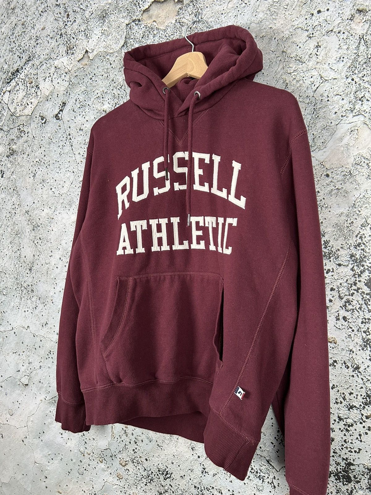 Russell Athletic Vintage Russell Athletic Burgundy Spellout Hoodie Rare Hype Size US M / EU 48-50 / 2 - 2 Thumbnail