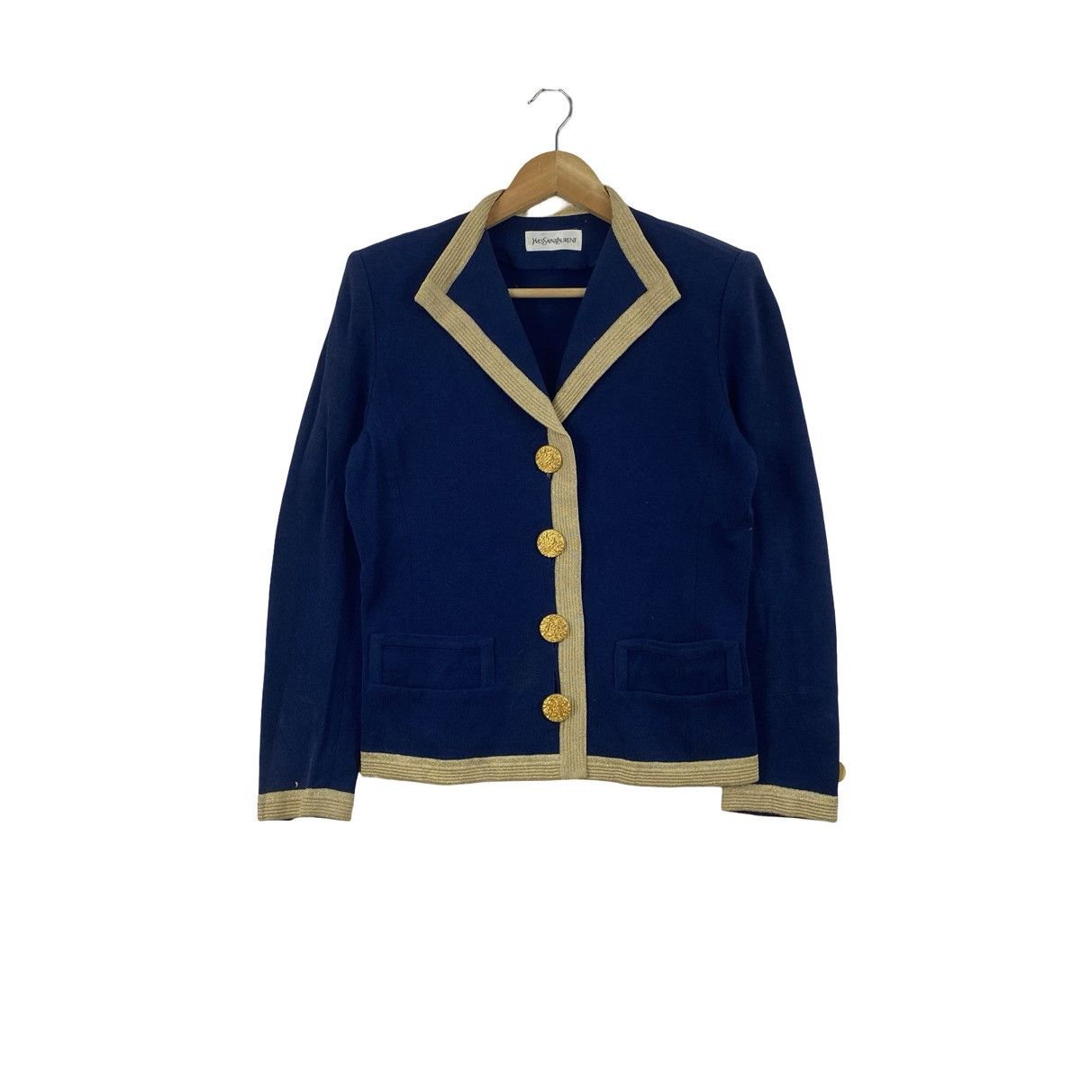 Yves Saint Laurent Vintage YVES SAINT LAURENT Trim Cropped Knit Blazer Jacket Size M / US 6-8 / IT 42-44 - 2 Thumbnail