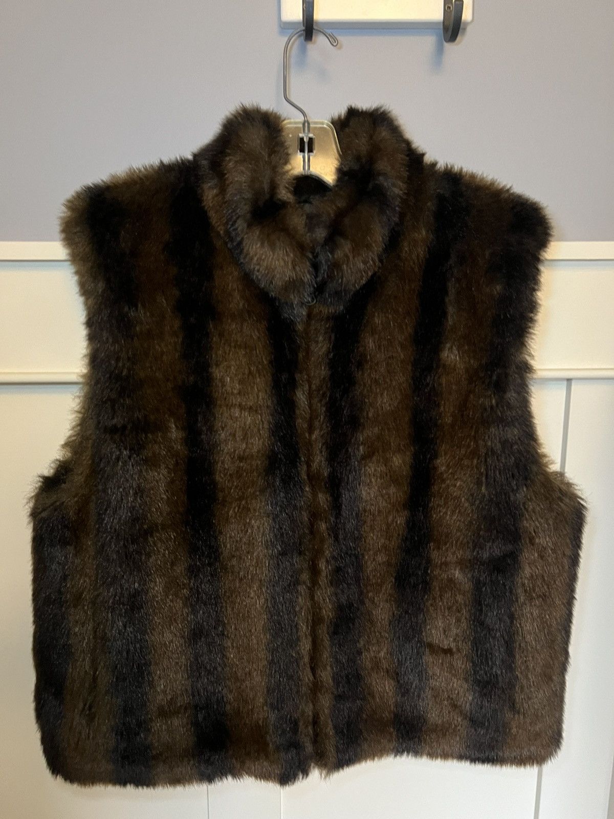Vintage Coaco striped faux fur vest