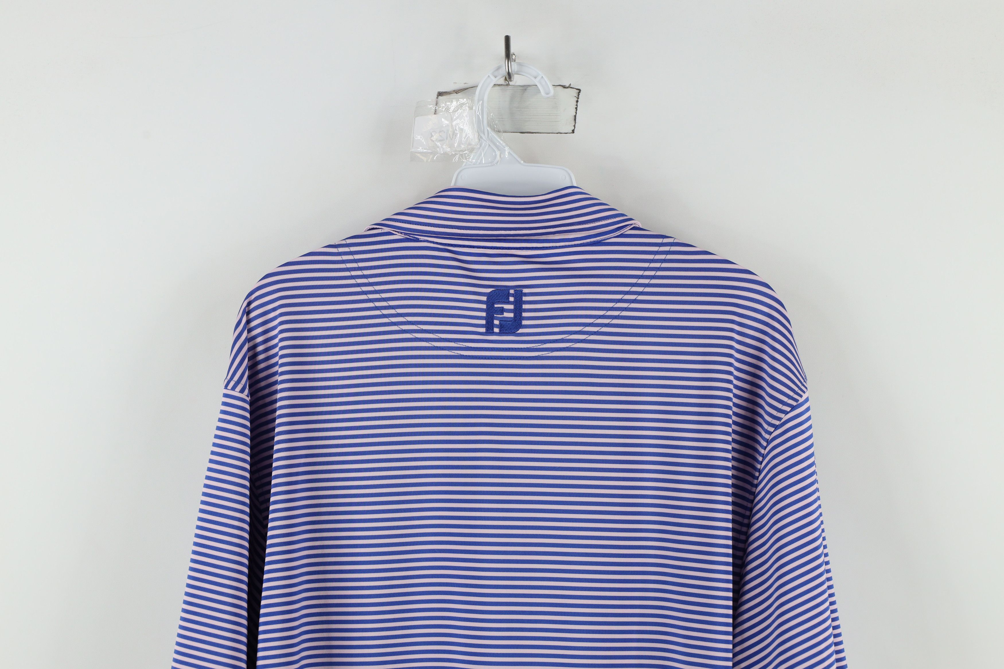 Footjoy × Vintage FootJoy Logo Striped Stretch Collared Golf Polo Shirt Size US L / EU 52-54 / 3 - 9 Thumbnail