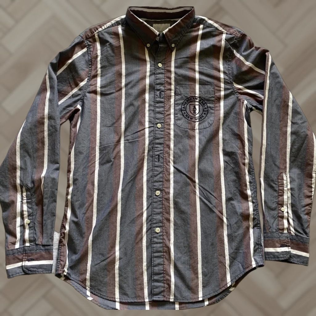American Eagle Outfitters American Eagle Button Dress Shirt Men’s M Stripes Multicolor / 22-27 Size 40R - 1 Thumbnail