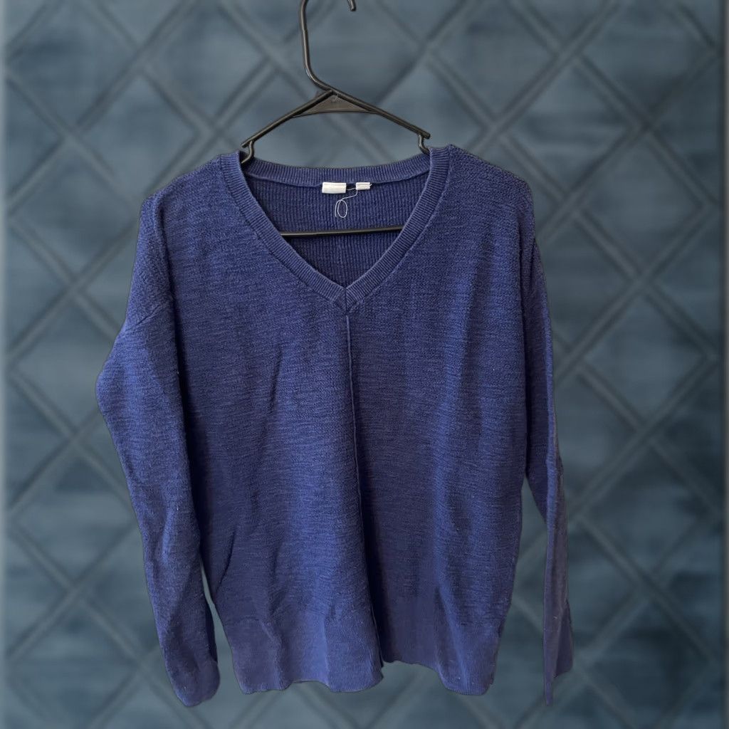 Gap Gap Shirt Women Small Blue V-Neck Long Sleeve Sweater / Pullover - Solid, Basic, Gap Brand, Womens, Size S Size S / US 4 / IT 40 - 1 Thumbnail