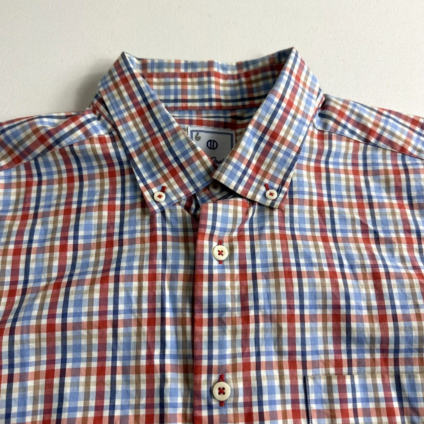 David Donahue David Donahue Dress Shirt Mens 2XL Plaid Button Up Long Sleeve Tartan Blue Multicolor Pattern Casual Formal Business Shirt Size 48R - 5 Thumbnail