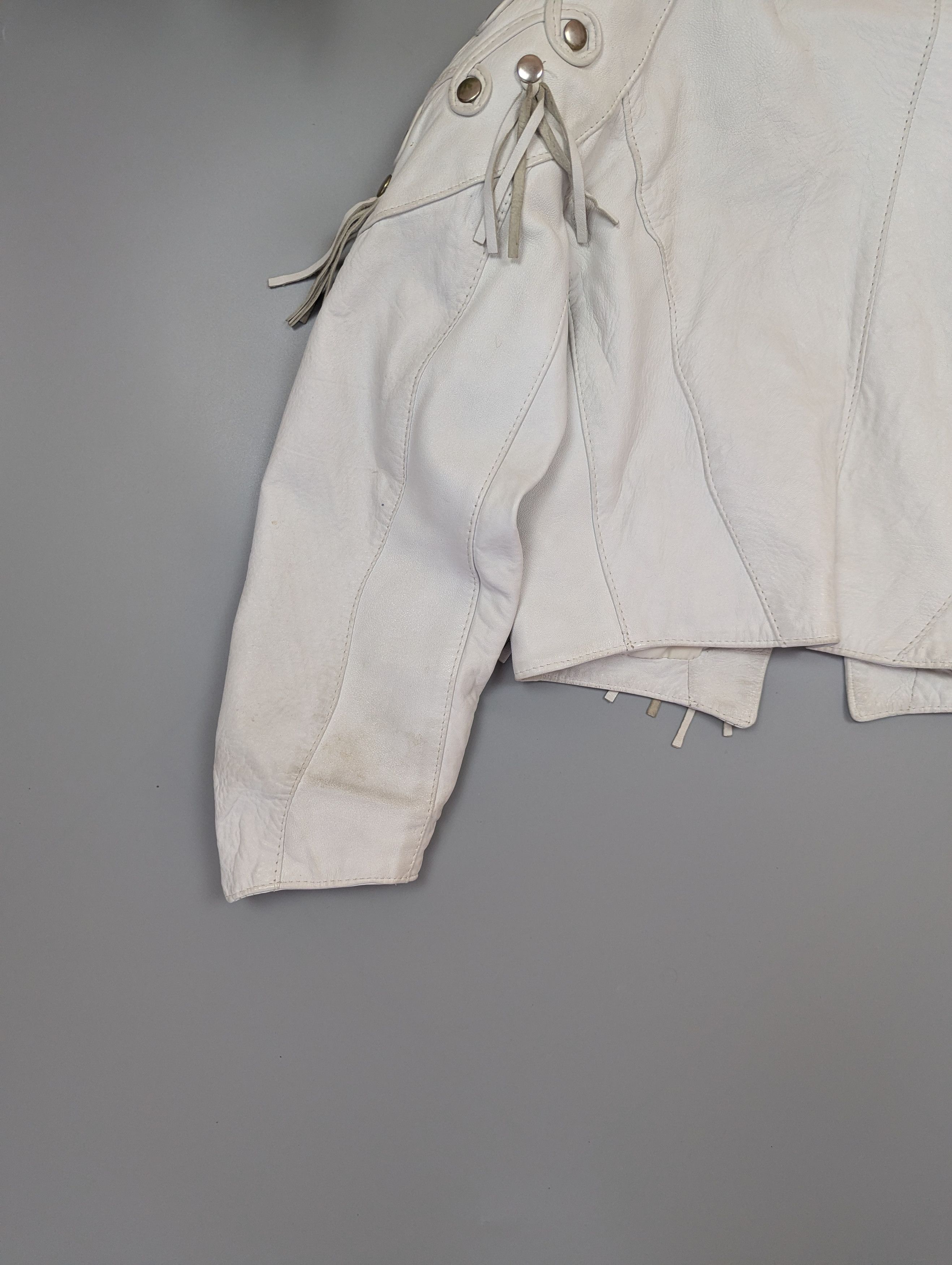 Vintage Vintage 80s White Leather Jacket Bomber Womens Sz M Size M / US 6-8 / IT 42-44 - 15 Thumbnail