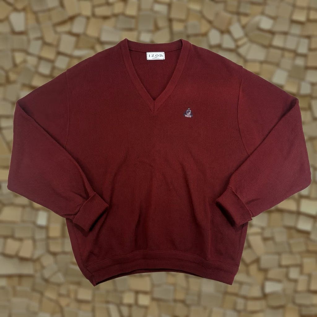 Izod VINTAGE IZOD Sweater Mens XXL Pullover V-Neck Acrylic Golf Crest USA Maroon Size US XXL / EU 58 / 5 - 1 Thumbnail