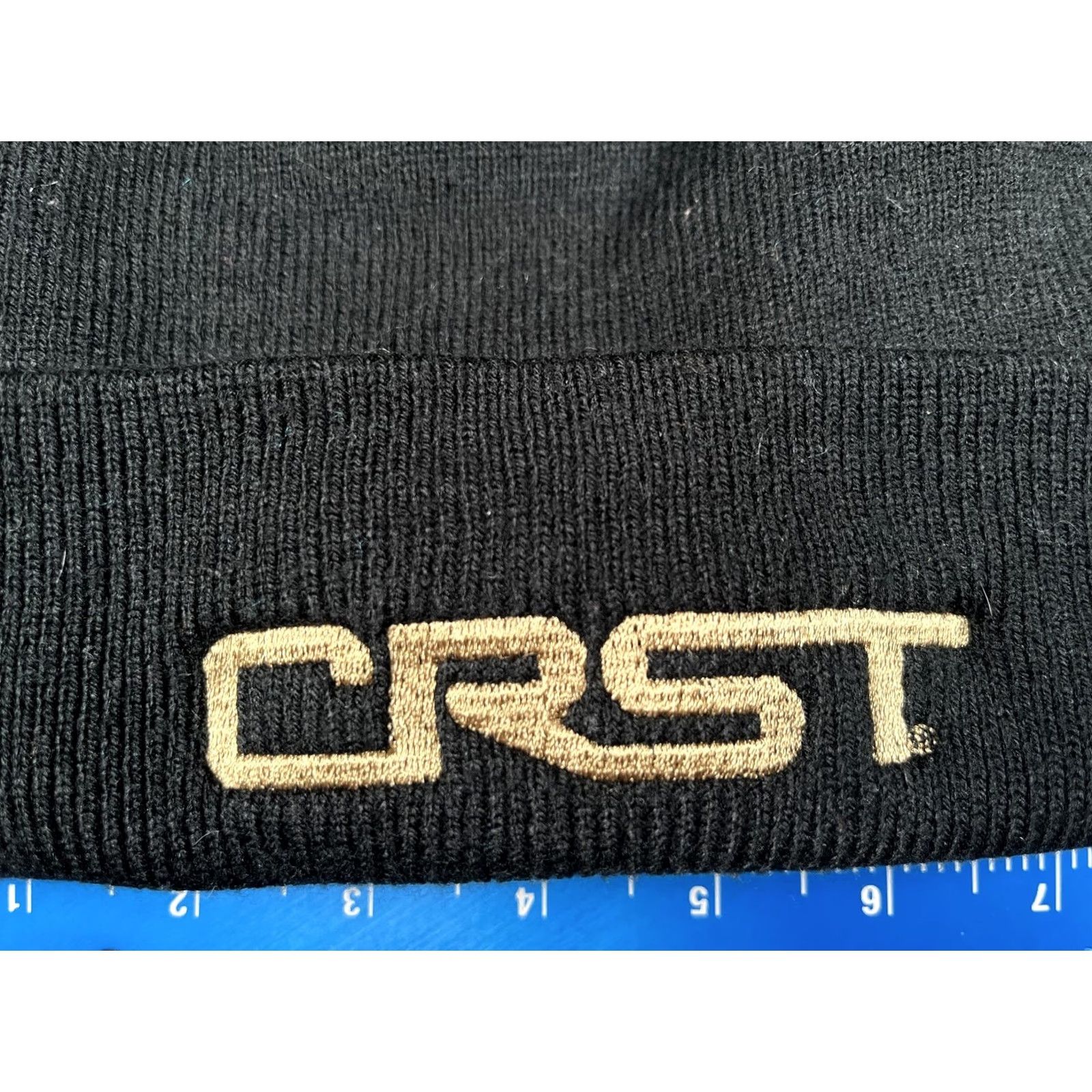 Vintage CRST Hat Beanie Unisex One Size Black Knit Logo Stretch Casual Winter Warm Size ONE SIZE - 2 Thumbnail
