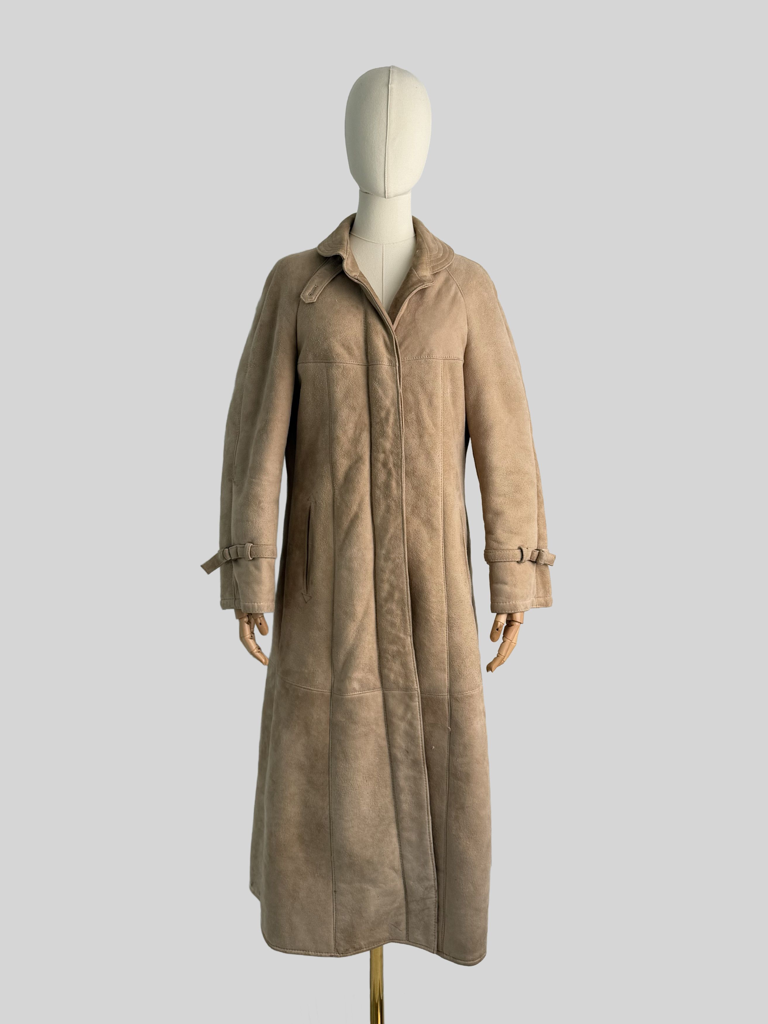 Vintage Y2K Shearling Leather Maxi Coat Longline Winter Y2K (ET1) Size L / US 10 / IT 46 - 1 Thumbnail
