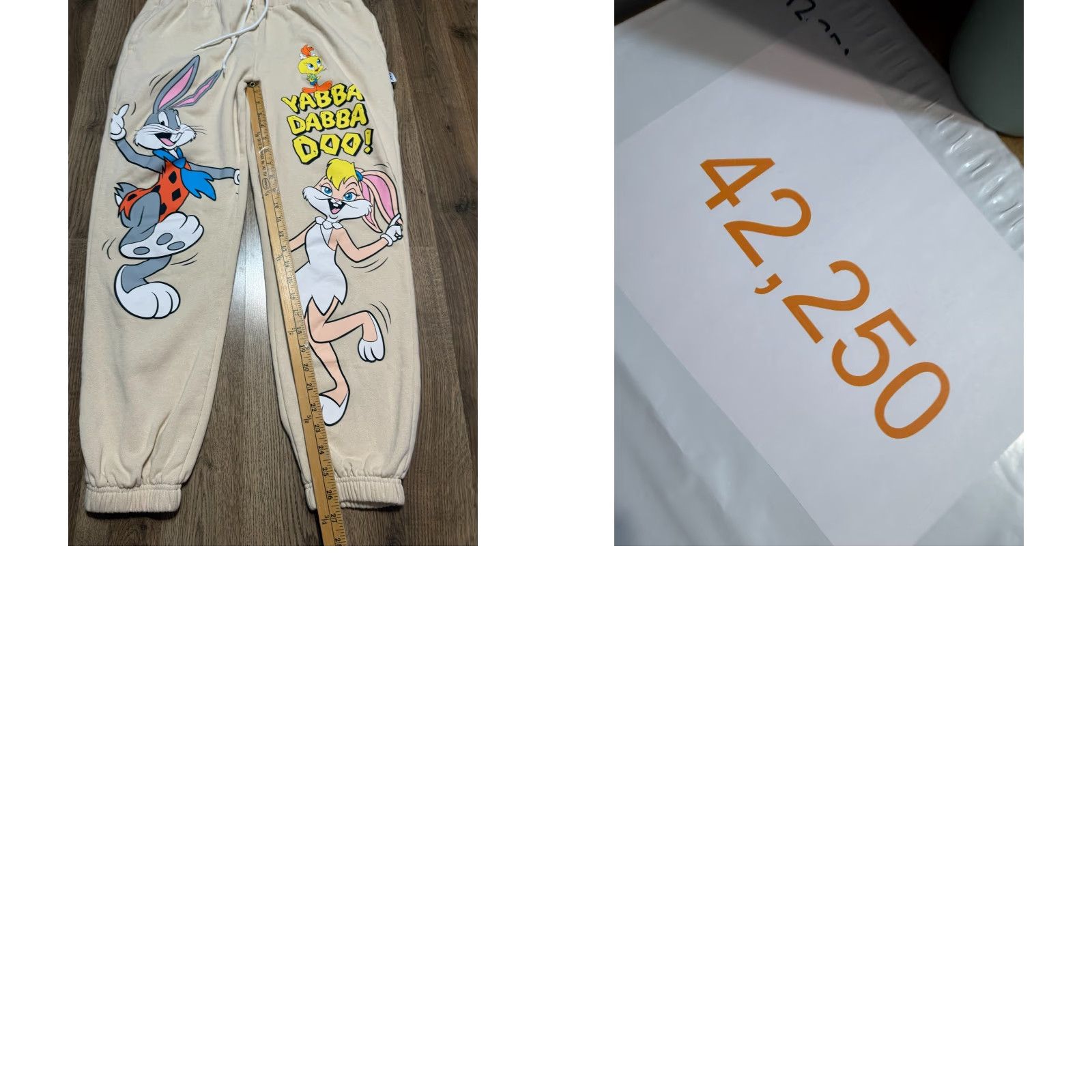 Vintage VINTAGE WB Pants Womens XL Cream Sweatpants Looney Tunes 100 Celebrate Every Story Size 40" / US 18 - 8 Thumbnail