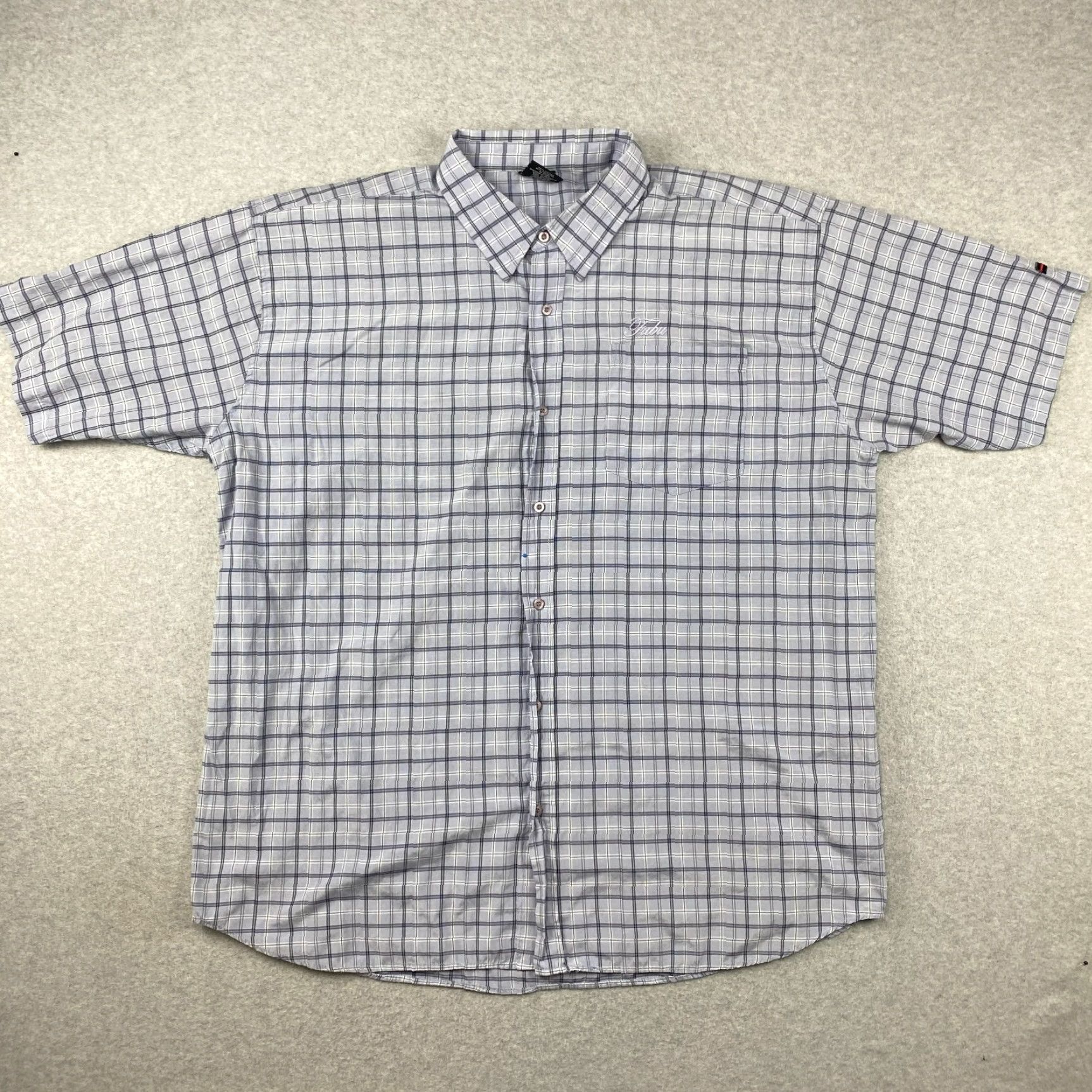 Fubu FUBU Shirt Mens 4XL Blue Plaid Urban Short Sleeve Button-Up Pocket Y2K Size US XXL / EU 58 / 5 - 2 Thumbnail