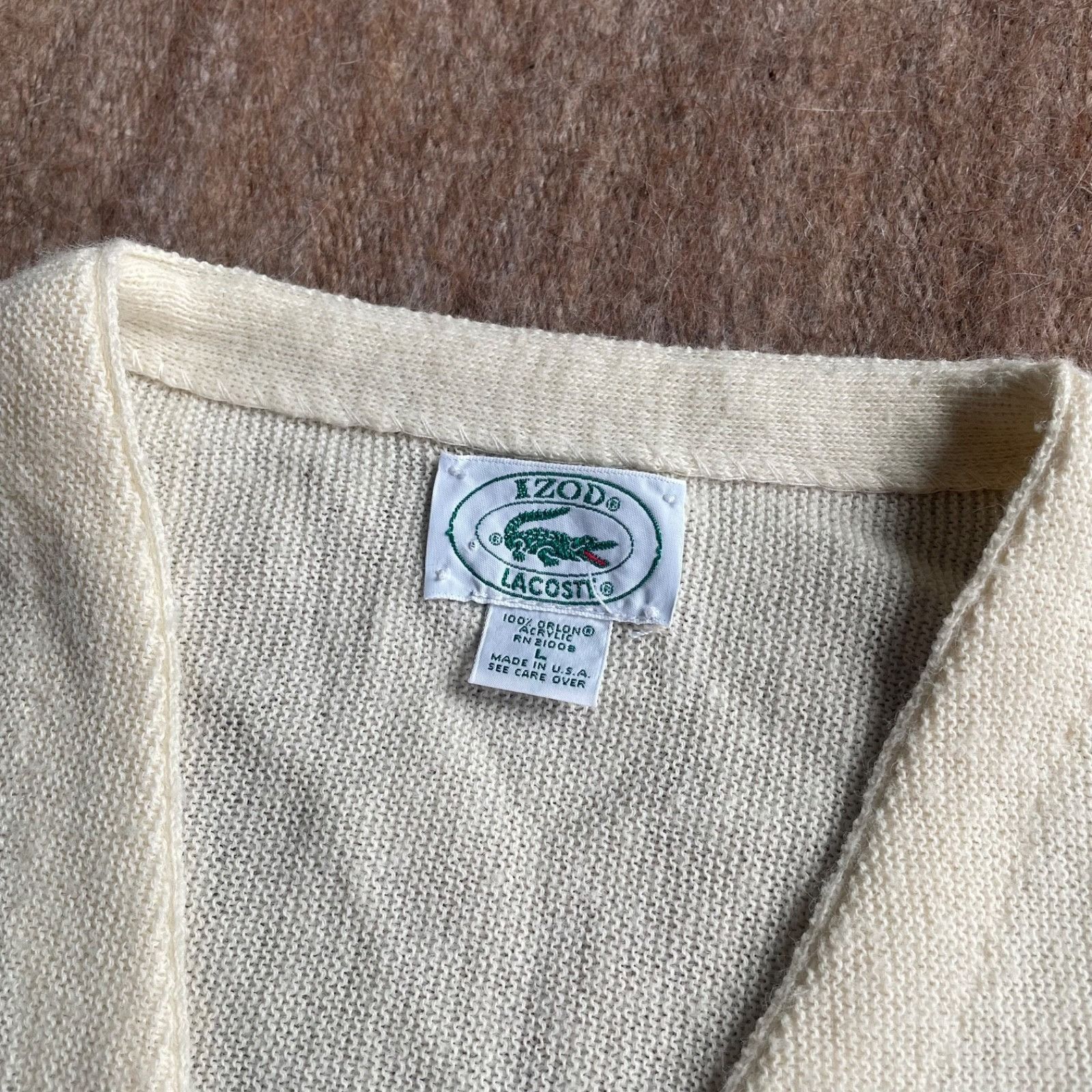 Lacoste Lacoste USA Made Vintage Acrylic Cardigan Sweater 9322AC Size US L / EU 52-54 / 3 - 3 Thumbnail