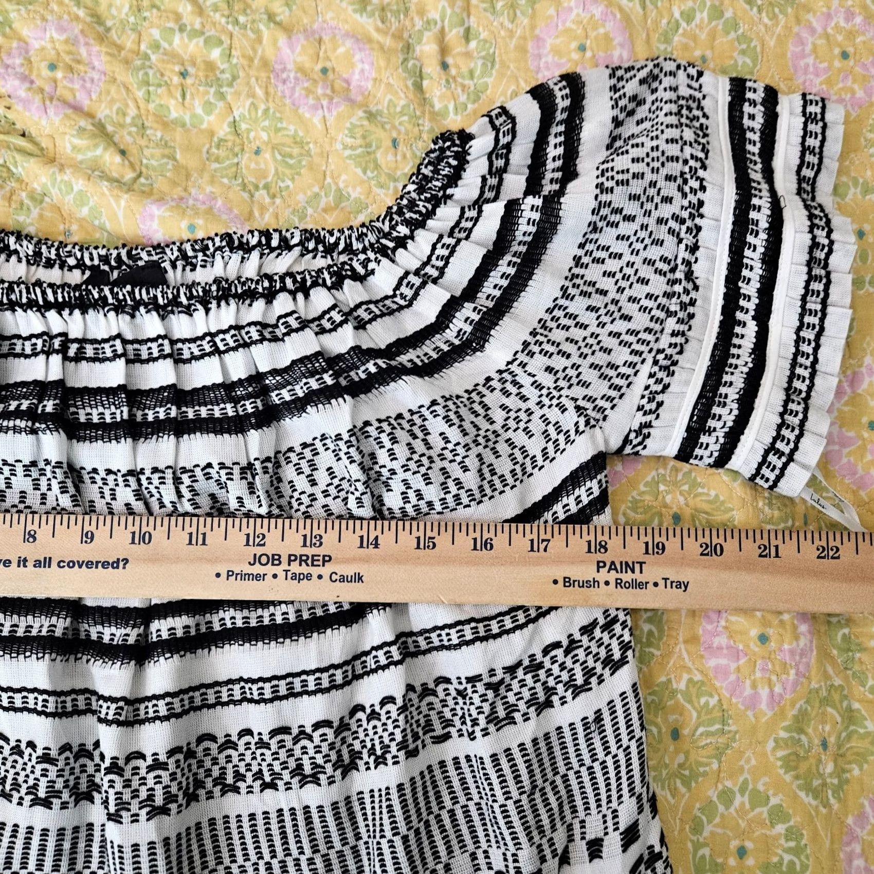Lulus Lulus Off the Shoulder Cropped Top Women's Multicolor Cotton Blend Size M NEW Boho Shirt Slim Fit Regular Mens Womens Girl Boy Size M / US 6-8 / IT 42-44 - 2 Thumbnail