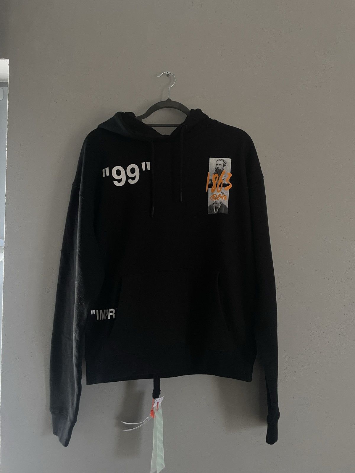 image of Off White Hoodie Summer Graphic Print in Black, Men's (Size Medium)