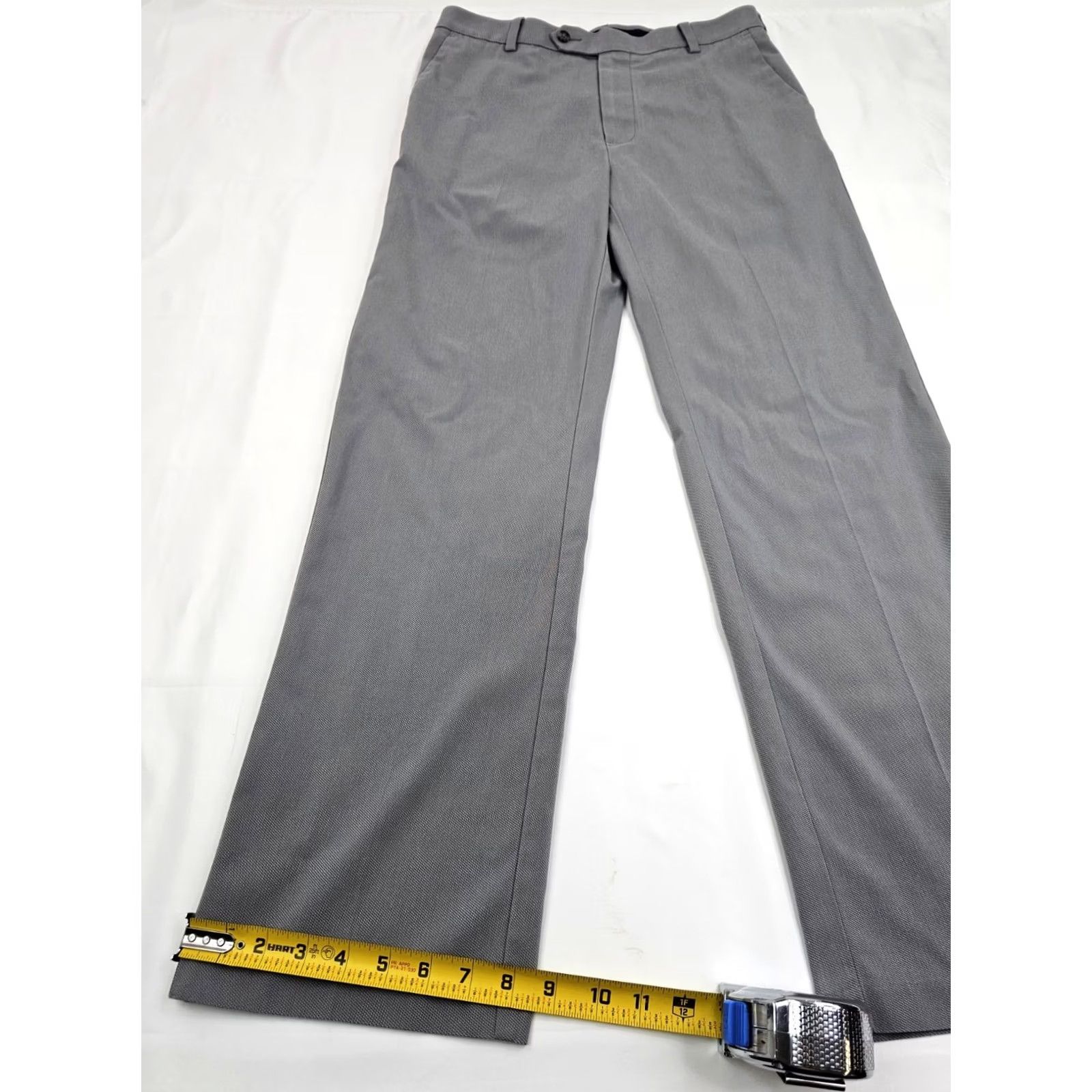Roundtree & Yorke Roundtree & Yorke Travel Smart Cotton Flat Front Pants Men 32x32 Gray Slim Straight Front Flat уча Size US 32 / EU 48 - 2 Thumbnail