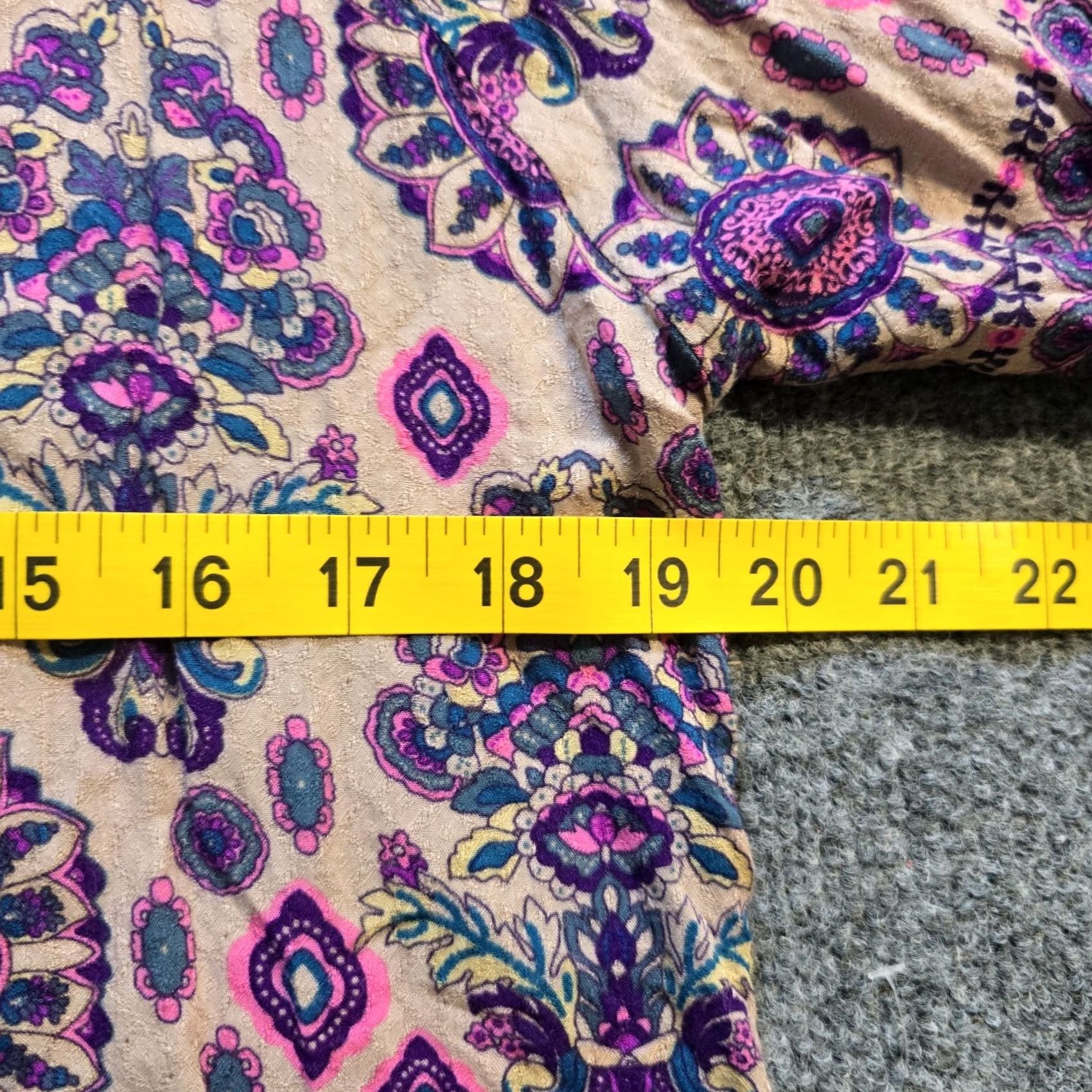 Vintage Verve Top Womens Medium Blouse V-Neck Geometric Peasant Hippie Casual Purple Beige M Size M / US 6-8 / IT 42-44 - 5 Thumbnail