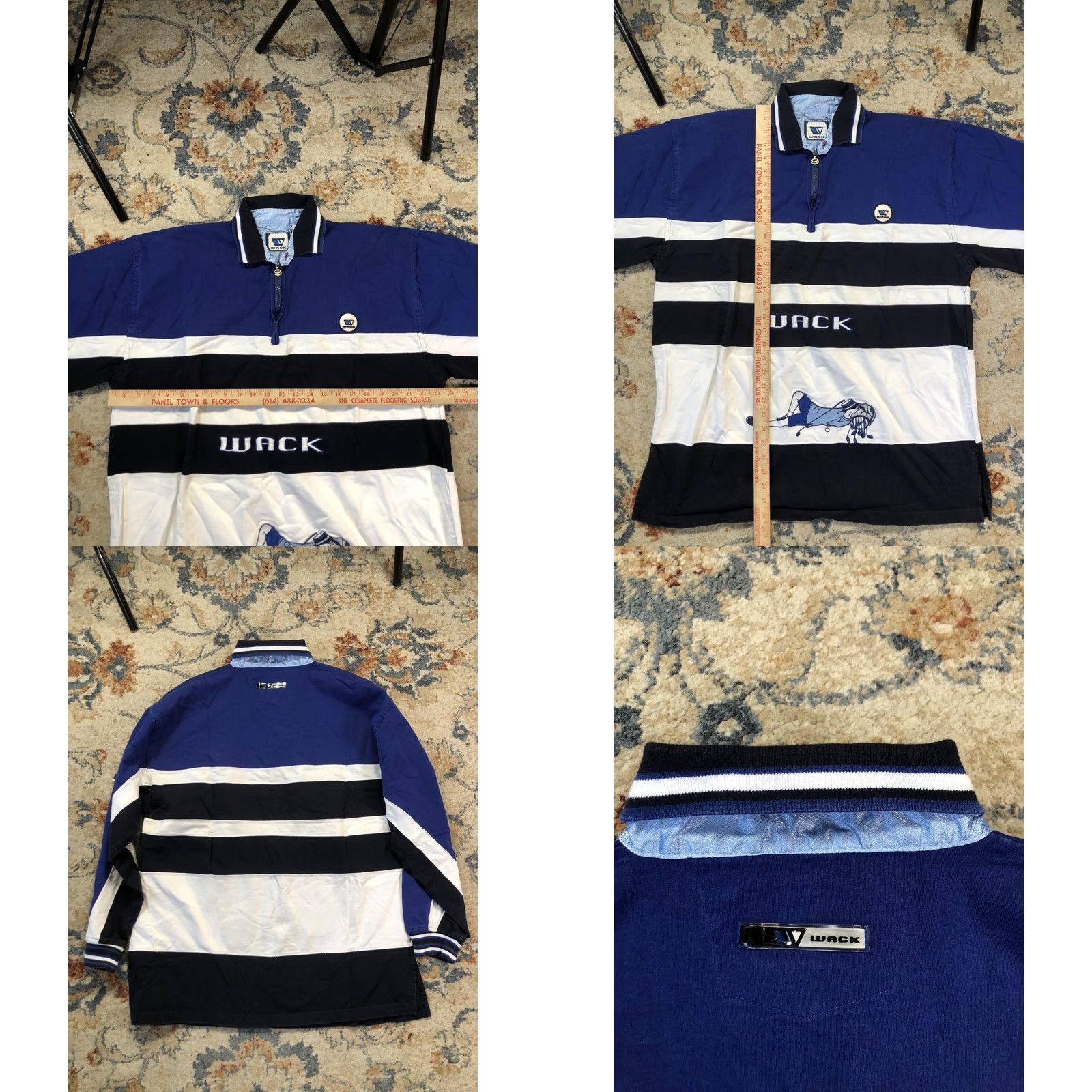 Vintage Wack Polo Shirt XL Mens Blue White Stripe Hockey Graphic 1/4 Zip Long Sleeve Polo Shirt Size US XL / EU 56 / 4 - 8 Thumbnail
